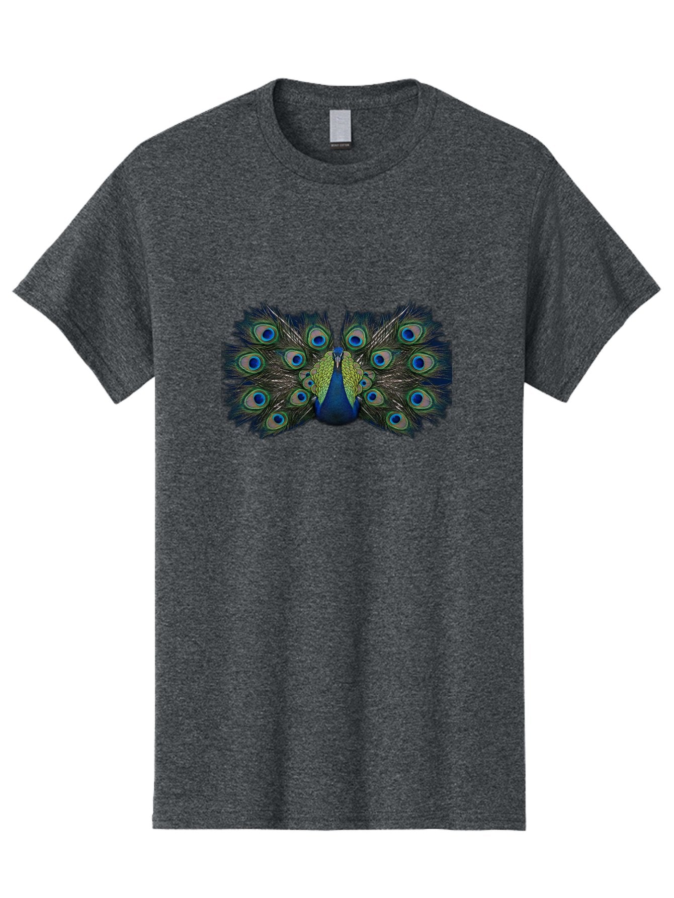 Peacock-Display Men'S Graphic Tee, 100% Cotton, Comfortable Casual Summer Wear, Machine Washable, Peacock, Vibrant Plumage, Blue And Green Feathers, Eye-Catching, Majestic Bird, Colorful Display, Intricate Patterns, Bird Of Paradise, Bab106