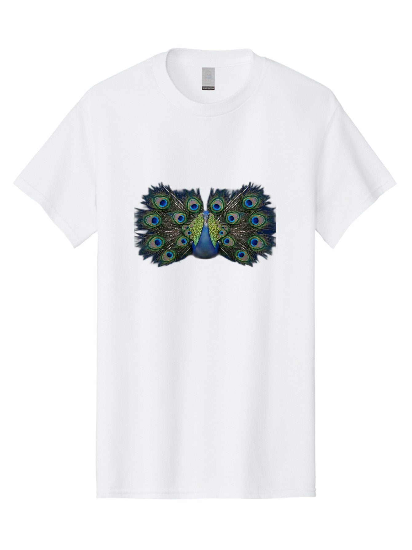 Peacock-Display Men'S Graphic Tee, 100% Cotton, Comfortable Casual Summer Wear, Machine Washable, Peacock, Vibrant Plumage, Blue And Green Feathers, Eye-Catching, Majestic Bird, Colorful Display, Intricate Patterns, Bird Of Paradise, Bab106 3
