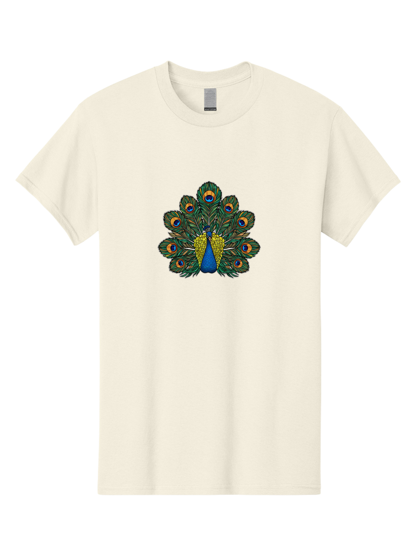 Peacock-Feather-1 Men'S Graphic Tee, 100% Cotton, Comfortable Casual Summer Wear, Machine Washable, Peacock Spreading Its Feathers, Vibrant Plumage, Blue And Gold Colors, Eye-Catching Display, Majestic Bird, Colorful Illustration, Bab107 5