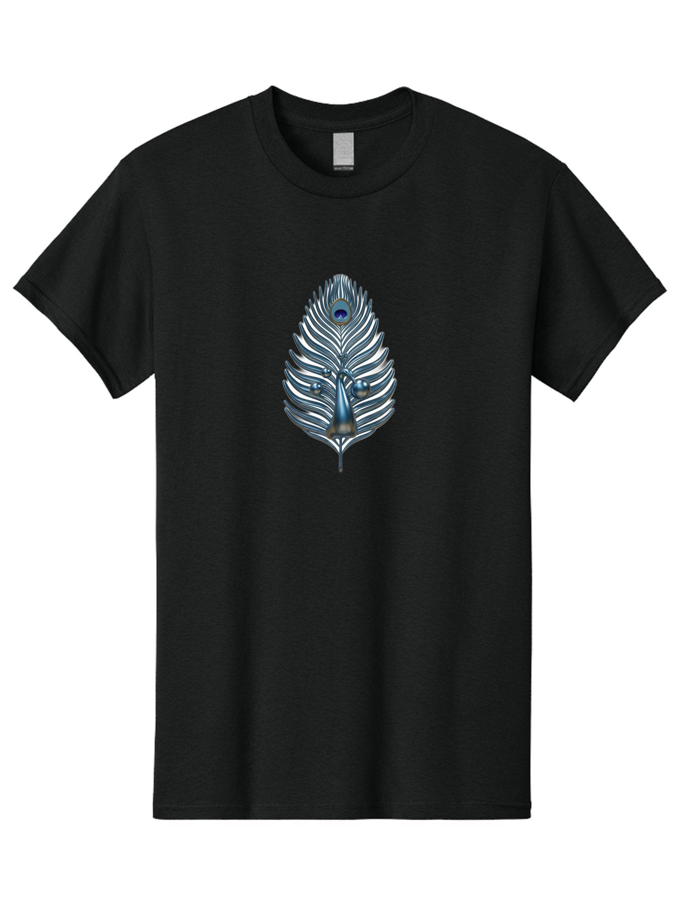 Peacock-Feather-10 Men'S Graphic Tee, 100% Cotton, Comfortable Casual Summer Wear, Machine Washable, Luxury Feather, Peacock Plumage, Ornate Design, Metallic Sheen, Vibrant Blue Eye, 3D Effect, Decorative Element, Chrome Accents, Bab108 7