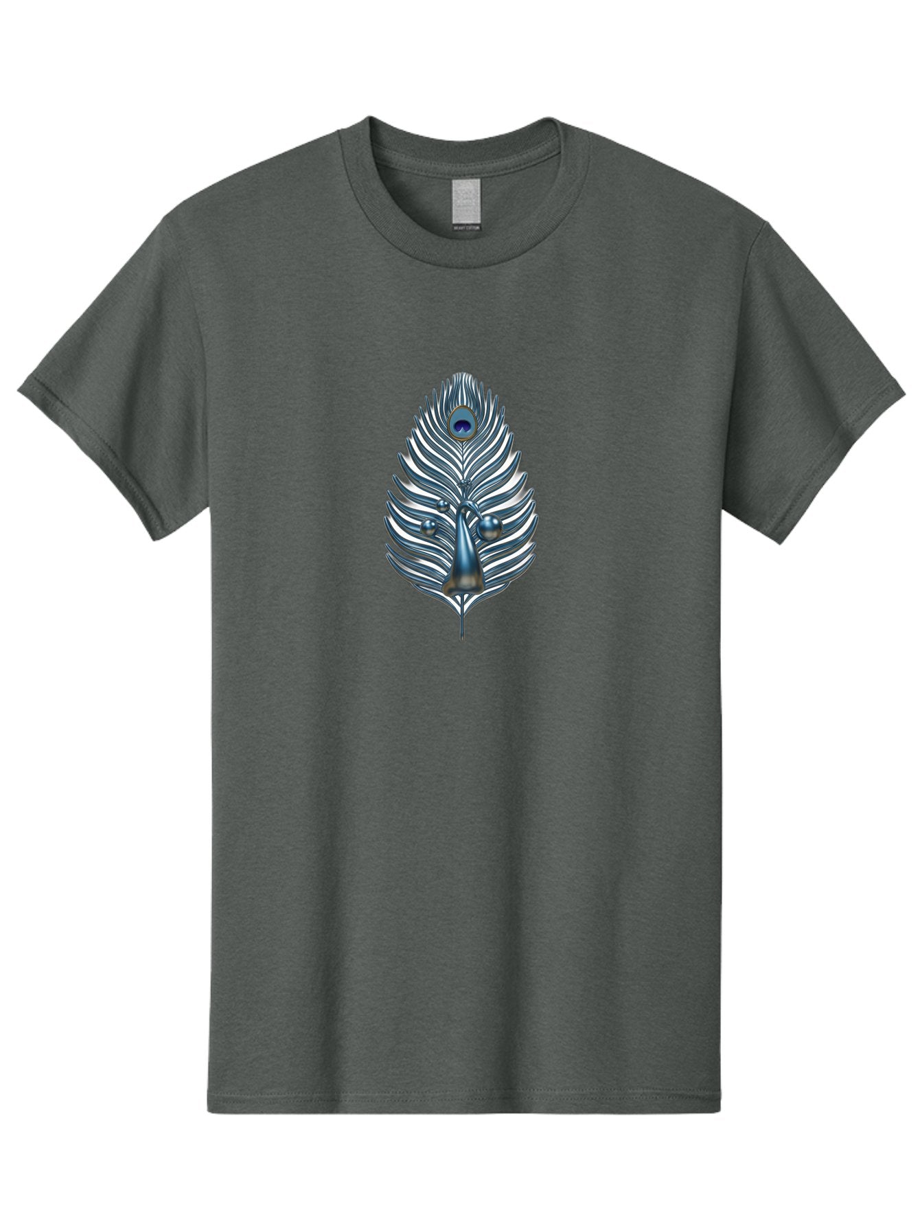 Peacock-Feather-10 Men'S Graphic Tee, 100% Cotton, Comfortable Casual Summer Wear, Machine Washable, Luxury Feather, Peacock Plumage, Ornate Design, Metallic Sheen, Vibrant Blue Eye, 3D Effect, Decorative Element, Chrome Accents, Bab108 13