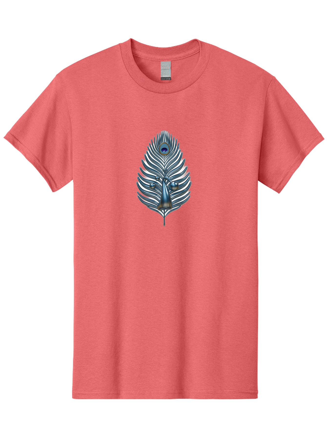 Peacock-Feather-10 Men'S Graphic Tee, 100% Cotton, Comfortable Casual Summer Wear, Machine Washable, Luxury Feather, Peacock Plumage, Ornate Design, Metallic Sheen, Vibrant Blue Eye, 3D Effect, Decorative Element, Chrome Accents, Bab108