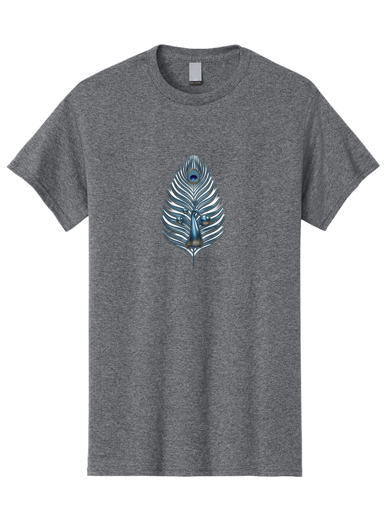 Peacock-Feather-10 Men'S Graphic Tee, 100% Cotton, Comfortable Casual Summer Wear, Machine Washable, Luxury Feather, Peacock Plumage, Ornate Design, Metallic Sheen, Vibrant Blue Eye, 3D Effect, Decorative Element, Chrome Accents, Bab108 15