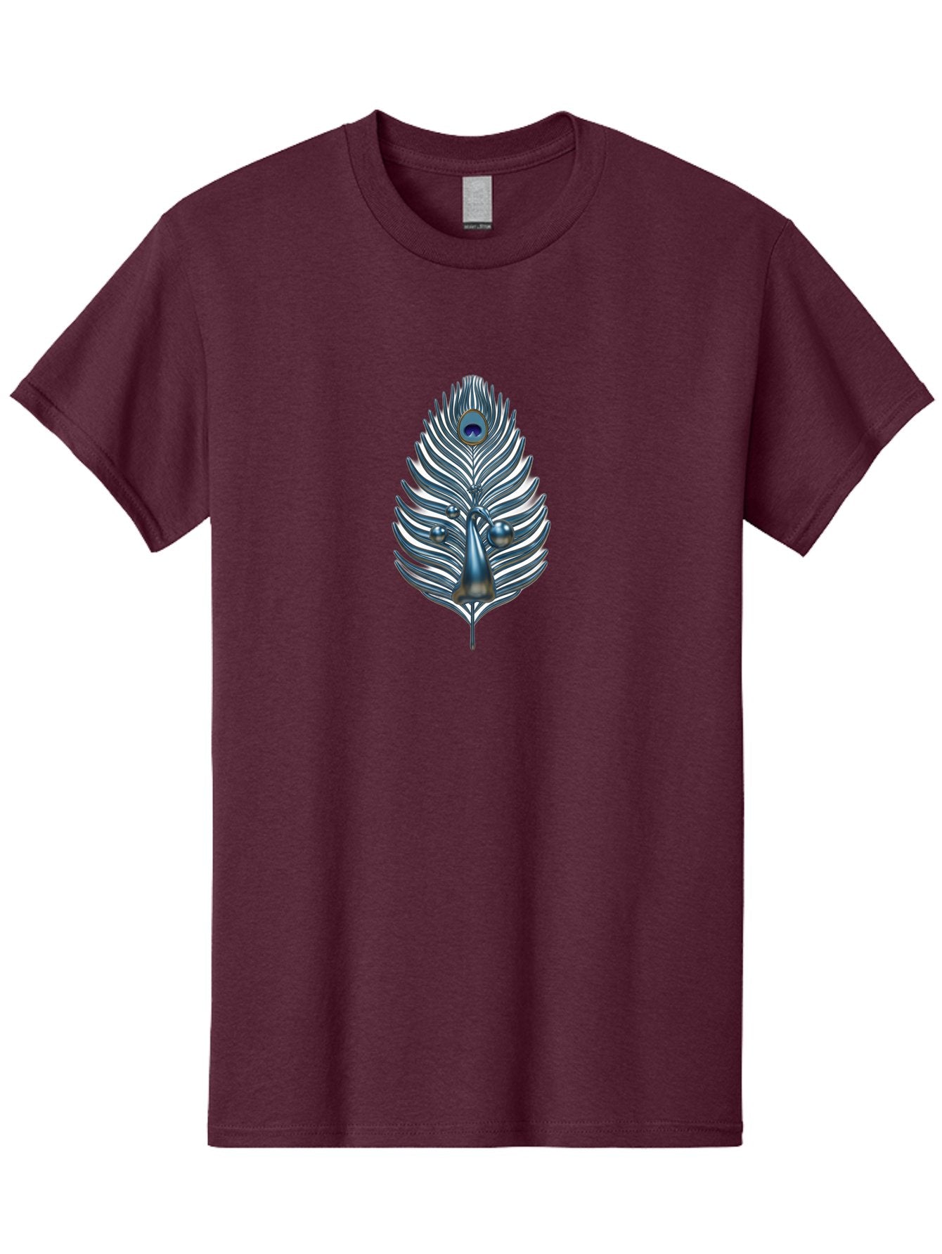 Peacock-Feather-10 Men'S Graphic Tee, 100% Cotton, Comfortable Casual Summer Wear, Machine Washable, Luxury Feather, Peacock Plumage, Ornate Design, Metallic Sheen, Vibrant Blue Eye, 3D Effect, Decorative Element, Chrome Accents, Bab108 3