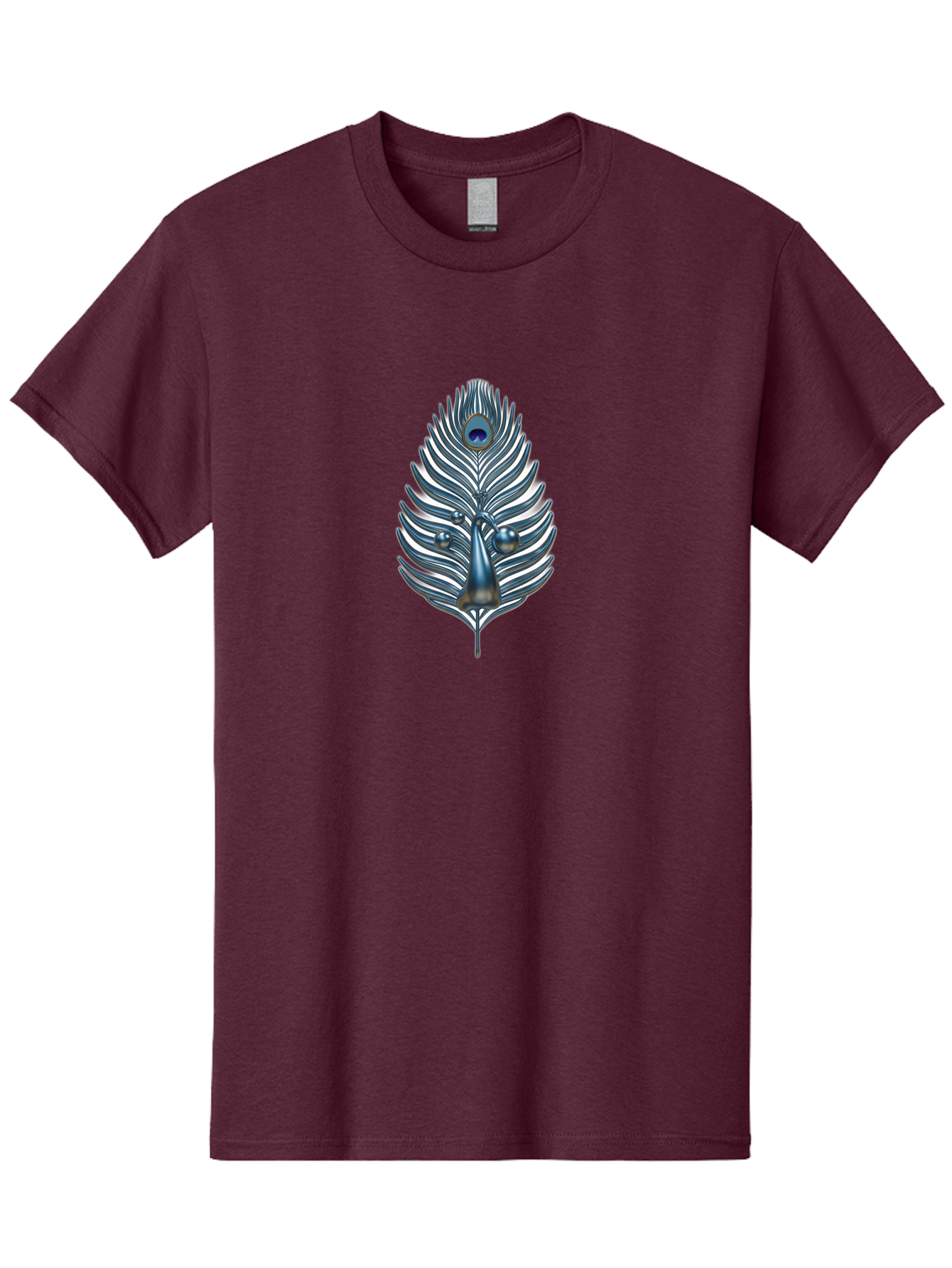 Peacock-Feather-10 Men'S Graphic Tee, 100% Cotton, Comfortable Casual Summer Wear, Machine Washable, Luxury Feather, Peacock Plumage, Ornate Design, Metallic Sheen, Vibrant Blue Eye, 3D Effect, Decorative Element, Chrome Accents, Bab108 15