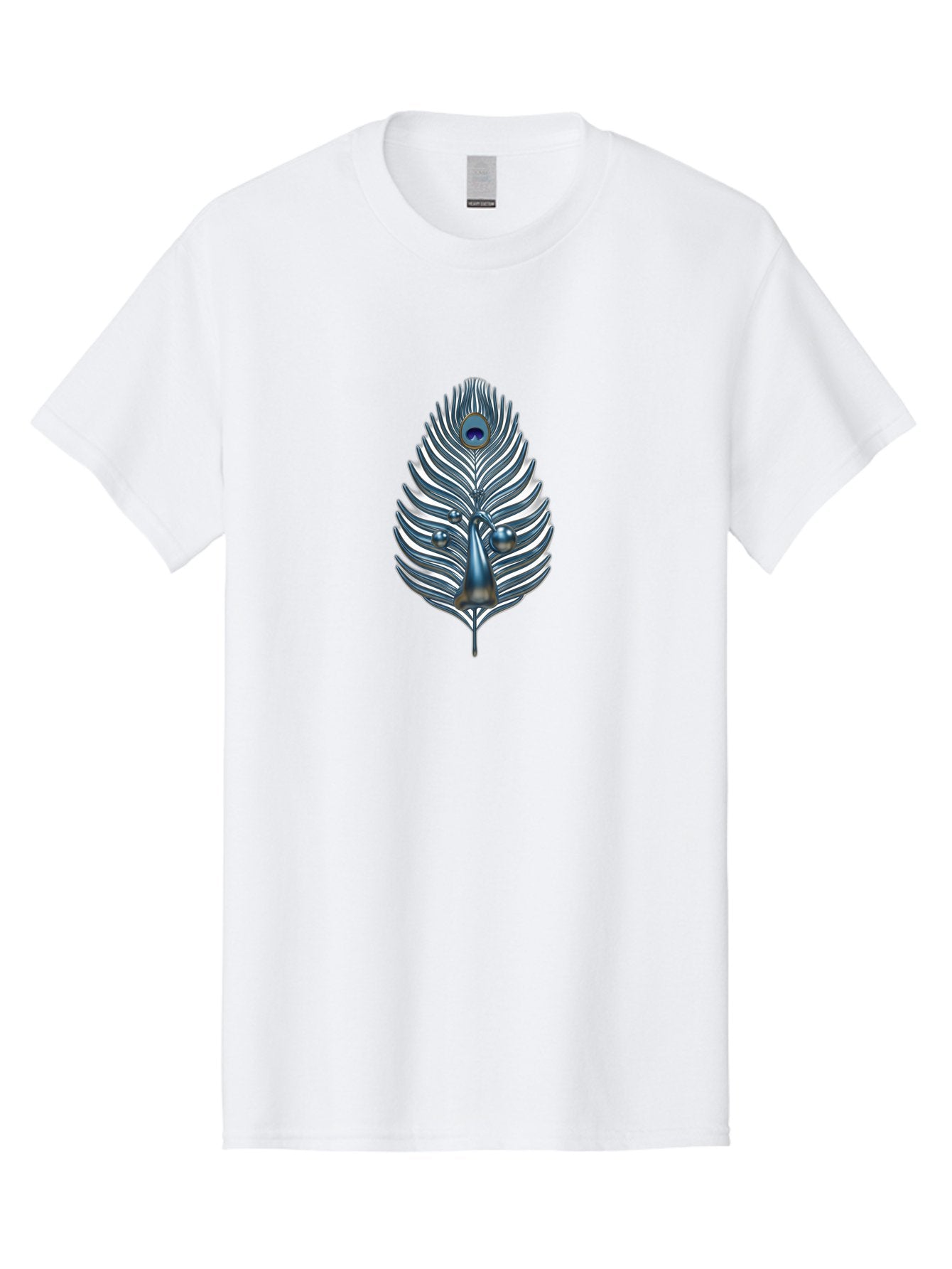 Peacock-Feather-10 Men'S Graphic Tee, 100% Cotton, Comfortable Casual Summer Wear, Machine Washable, Luxury Feather, Peacock Plumage, Ornate Design, Metallic Sheen, Vibrant Blue Eye, 3D Effect, Decorative Element, Chrome Accents, Bab108 4