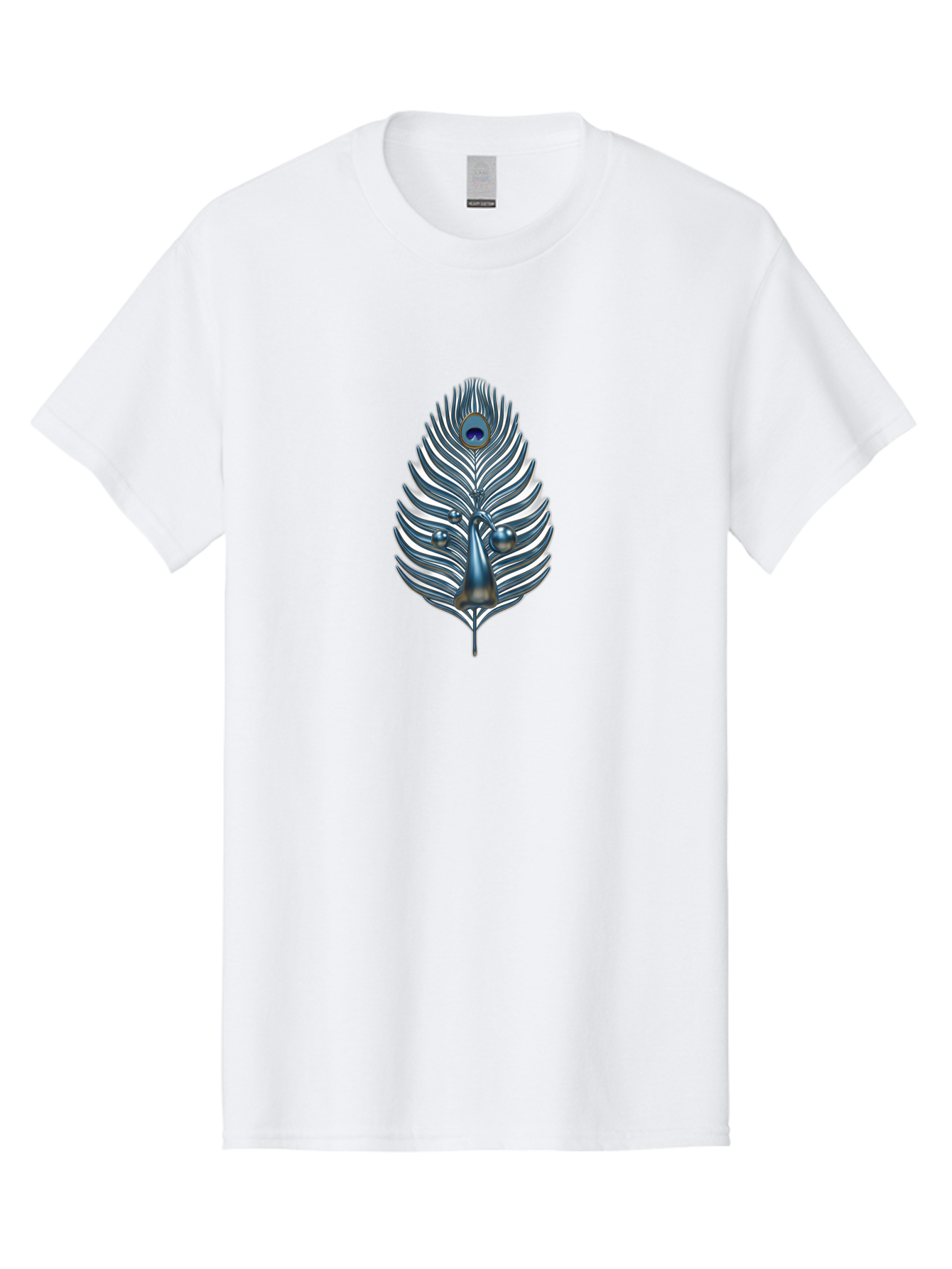 Peacock-Feather-10 Men'S Graphic Tee, 100% Cotton, Comfortable Casual Summer Wear, Machine Washable, Luxury Feather, Peacock Plumage, Ornate Design, Metallic Sheen, Vibrant Blue Eye, 3D Effect, Decorative Element, Chrome Accents, Bab108 7