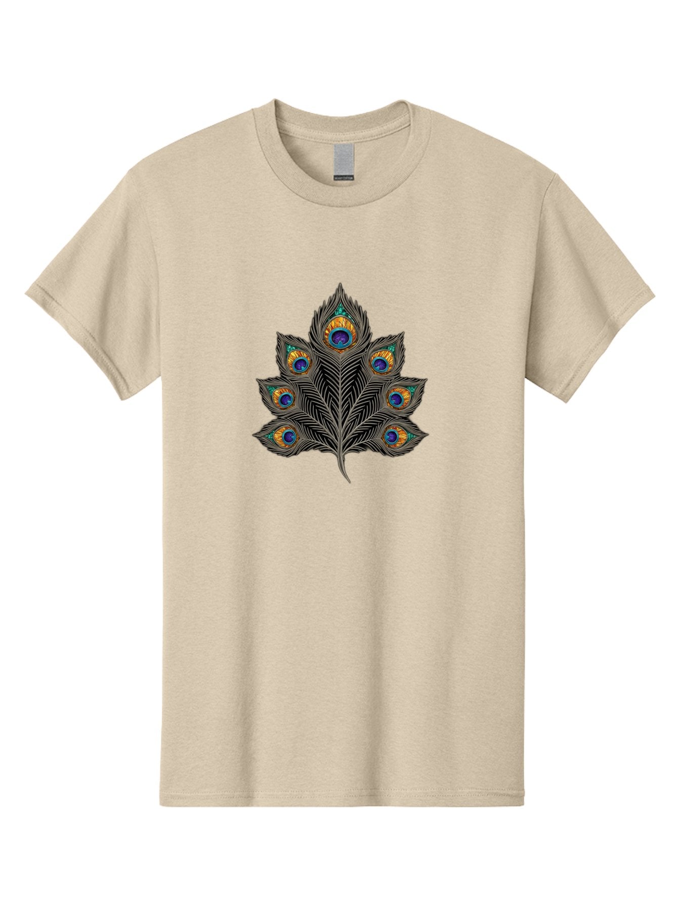 Peacock-Feather-11 Men'S Graphic Tee, 100% Cotton, Comfortable Casual Summer Wear, Machine Washable, Vibrant Peacock Feather, Colorful Plumage, Blue And Orange Eyespots, Intricate Details, Ornate Pattern, Majestic Bird, Symbolic Feather, Bab109