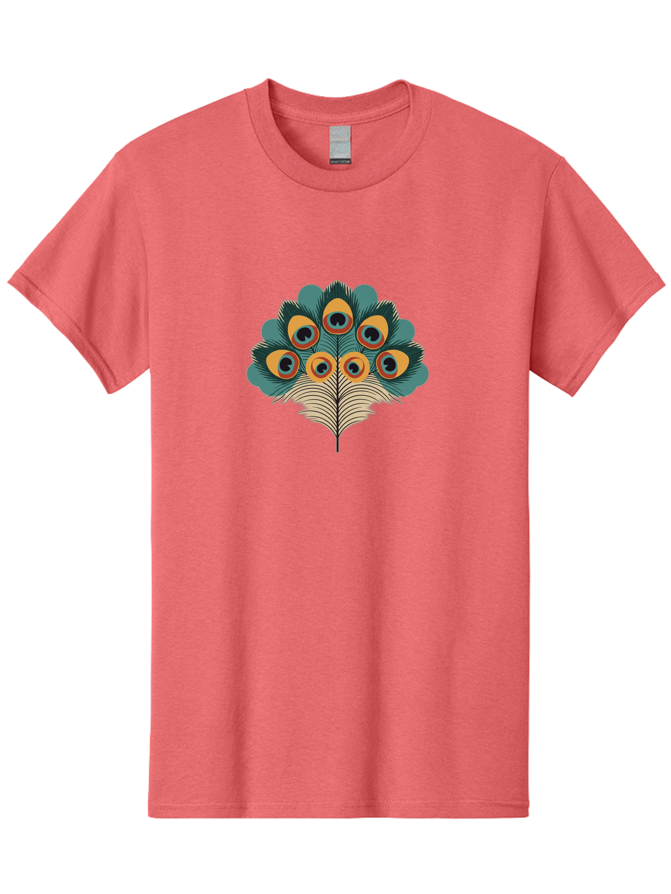 Peacock-Feather-2 Men'S Graphic Tee, 100% Cotton, Comfortable Casual Summer Wear, Machine Washable, Peacock Feather, Colorful Plumage, Vibrant Colors, Eye-Catching Design, Ornate Patterns, Exotic Beauty, Symbolic Imagery, Decorative Art Bab110