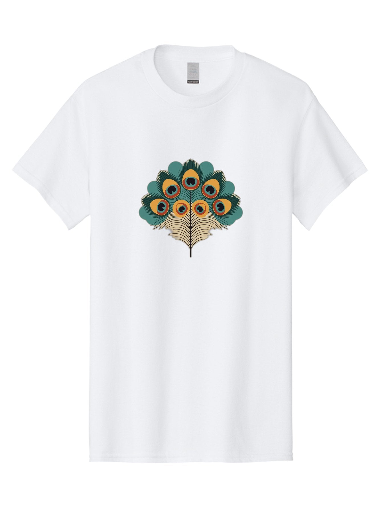 Peacock-Feather-2 Men'S Graphic Tee, 100% Cotton, Comfortable Casual Summer Wear, Machine Washable, Peacock Feather, Colorful Plumage, Vibrant Colors, Eye-Catching Design, Ornate Patterns, Exotic Beauty, Symbolic Imagery, Decorative Art Bab110 10