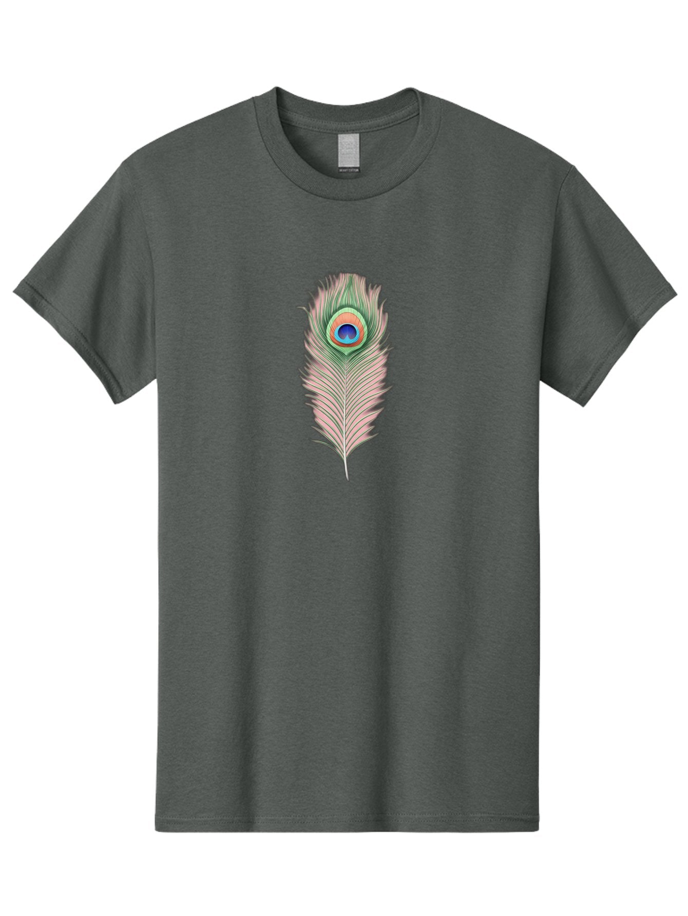 Peacock-Feather-3 Men'S Graphic Tee, 100% Cotton, Comfortable Casual Summer Wear, Machine Washable, Peacock Feather Illustration, Colorful Plumage, Vibrant Eye, Bird Anatomy, Nature Graphics, Exotic Design, Ornamental Art, Bab111