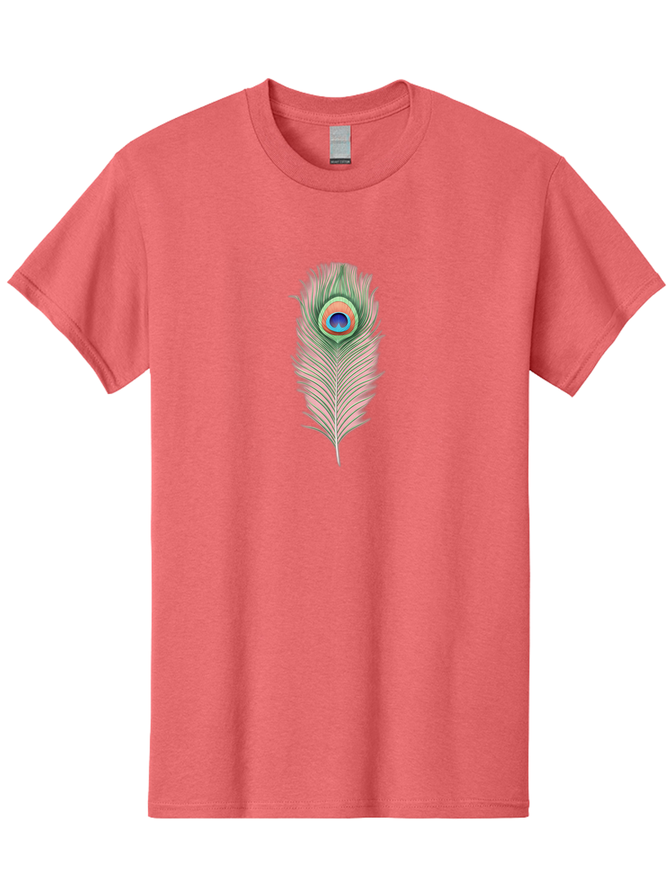 Peacock-Feather-3 Men'S Graphic Tee, 100% Cotton, Comfortable Casual Summer Wear, Machine Washable, Peacock Feather Illustration, Colorful Plumage, Vibrant Eye, Bird Anatomy, Nature Graphics, Exotic Design, Ornamental Art, Bab111