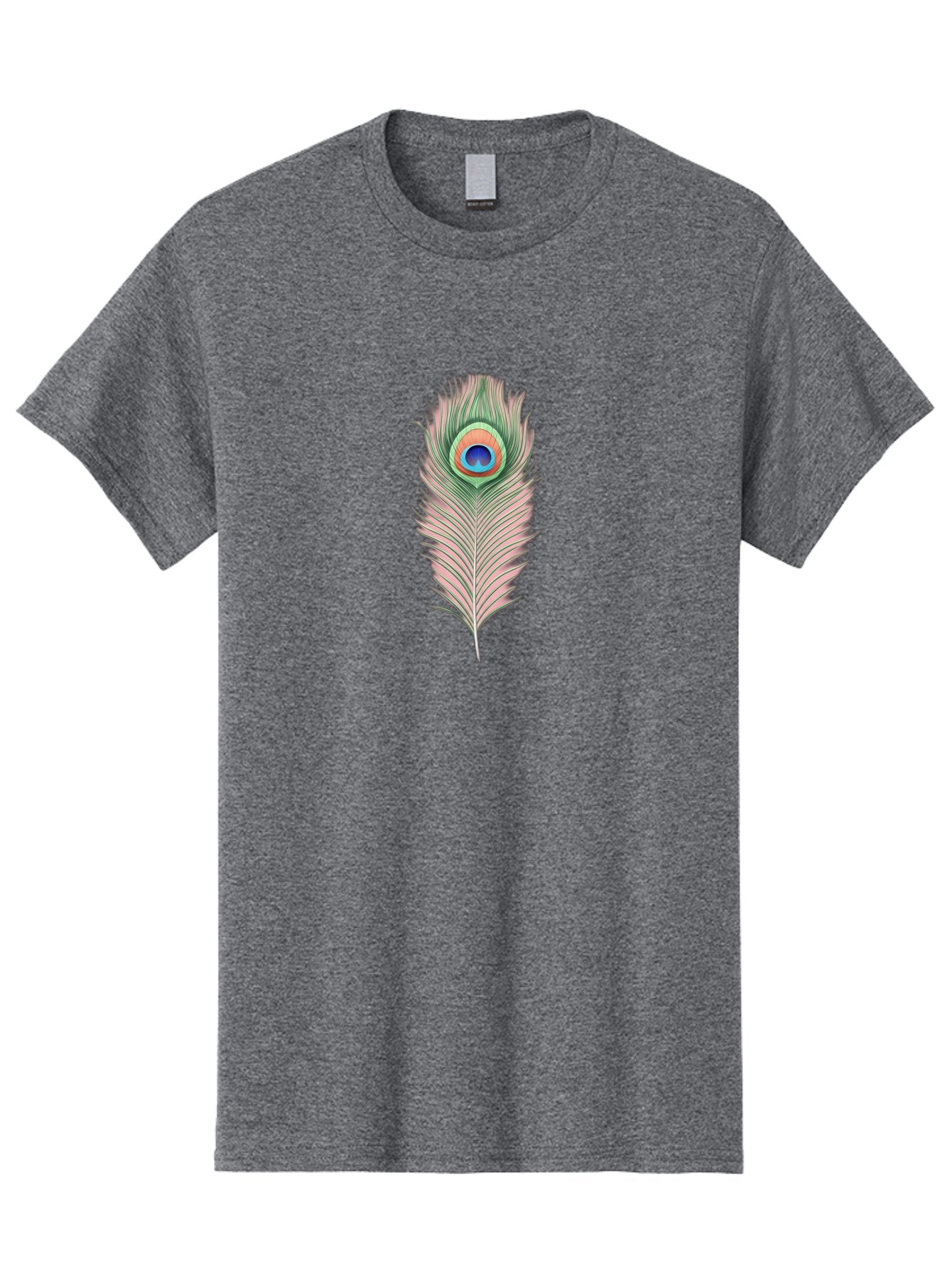 Peacock-Feather-3 Men'S Graphic Tee, 100% Cotton, Comfortable Casual Summer Wear, Machine Washable, Peacock Feather Illustration, Colorful Plumage, Vibrant Eye, Bird Anatomy, Nature Graphics, Exotic Design, Ornamental Art, Bab111 11