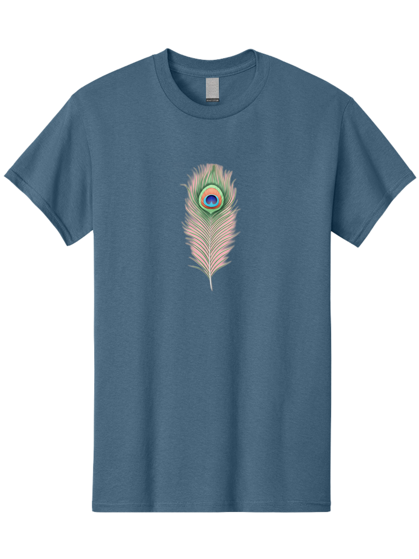 Peacock-Feather-3 Men'S Graphic Tee, 100% Cotton, Comfortable Casual Summer Wear, Machine Washable, Peacock Feather Illustration, Colorful Plumage, Vibrant Eye, Bird Anatomy, Nature Graphics, Exotic Design, Ornamental Art, Bab111 13