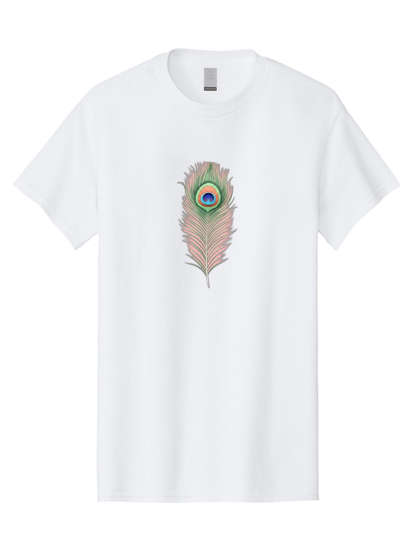Peacock-Feather-3 Men'S Graphic Tee, 100% Cotton, Comfortable Casual Summer Wear, Machine Washable, Peacock Feather Illustration, Colorful Plumage, Vibrant Eye, Bird Anatomy, Nature Graphics, Exotic Design, Ornamental Art, Bab111 8