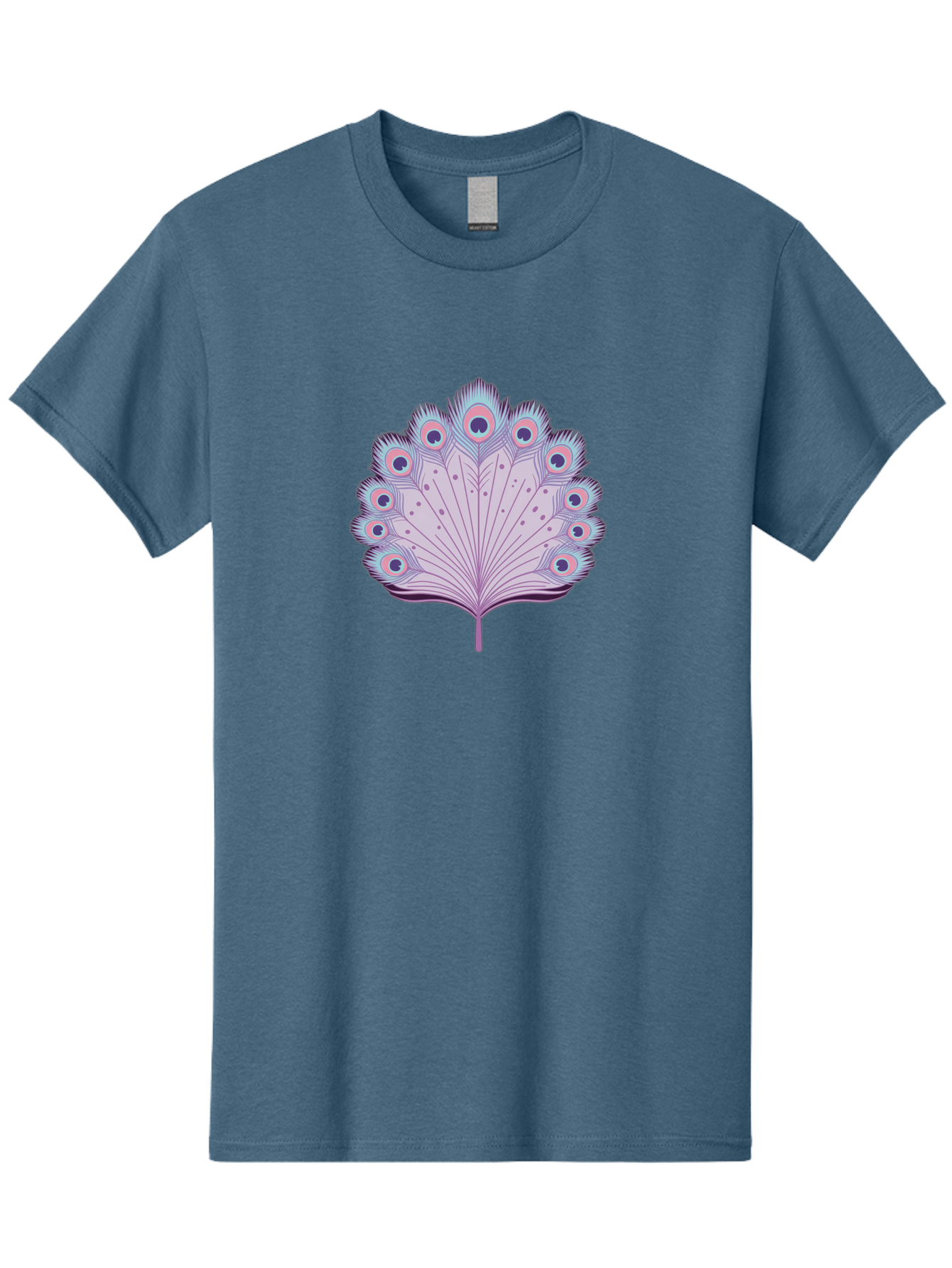 Peacock-Feather-4 Men'S Graphic Tee, 100% Cotton, Comfortable Casual Summer Wear, Machine Washable, Peacock Feather, Pastel Colors, Vibrant Feathers, Colorful Plumage, Nature-Inspired Art, Whimsical Design, Decorative Motif, Symbolic Imagery, Bab112 13
