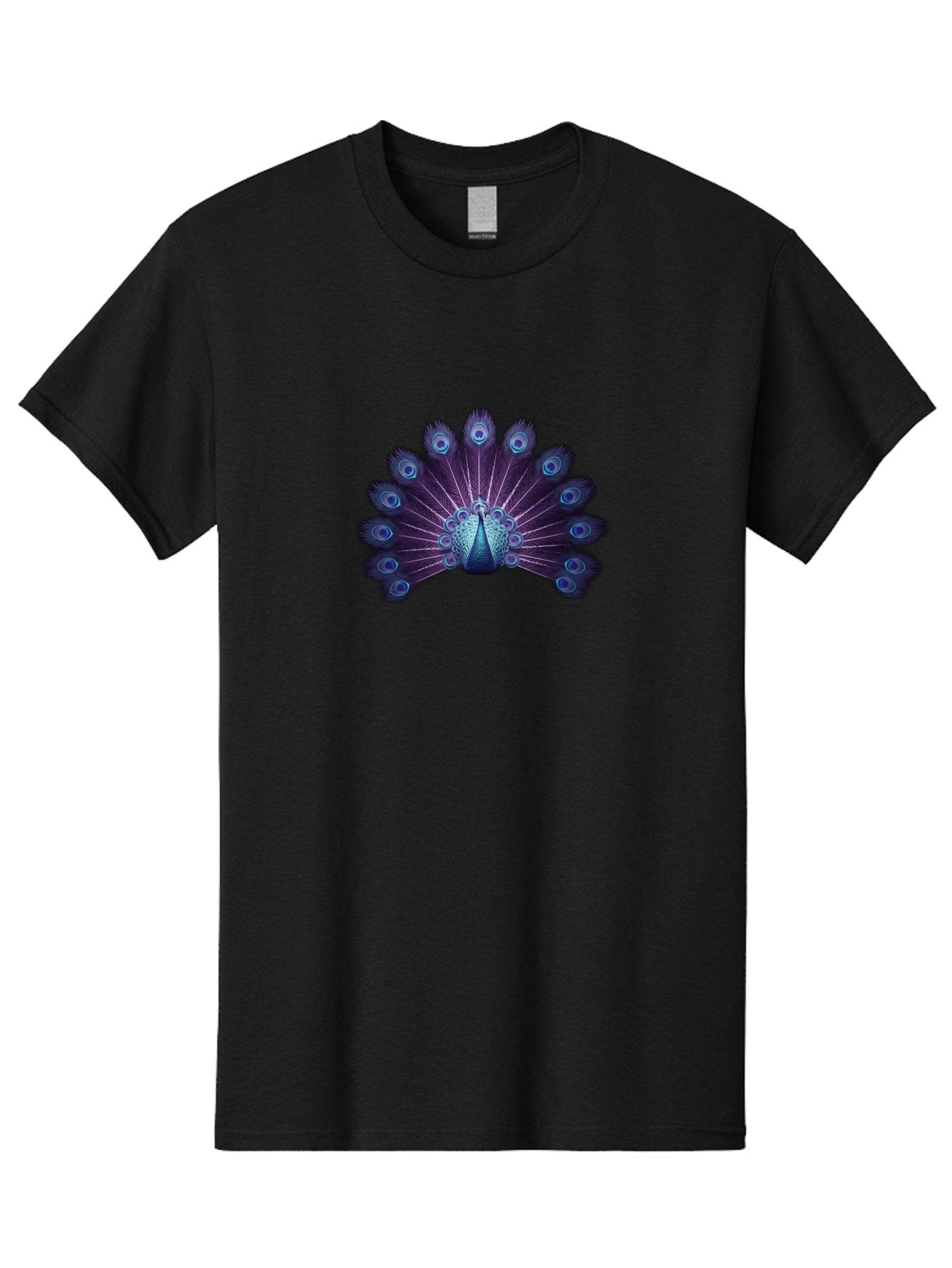 Peacock-Feather-5 Men'S Graphic Tee, 100% Cotton, Comfortable Casual Summer Wear, Machine Washable, Peacock, Tail Feathers, Vibrant Colors, Blue And Purple Hues, Eye-Catching Display, Natural Beauty, Majestic Plumage, Intricate Patterns, Bab113
