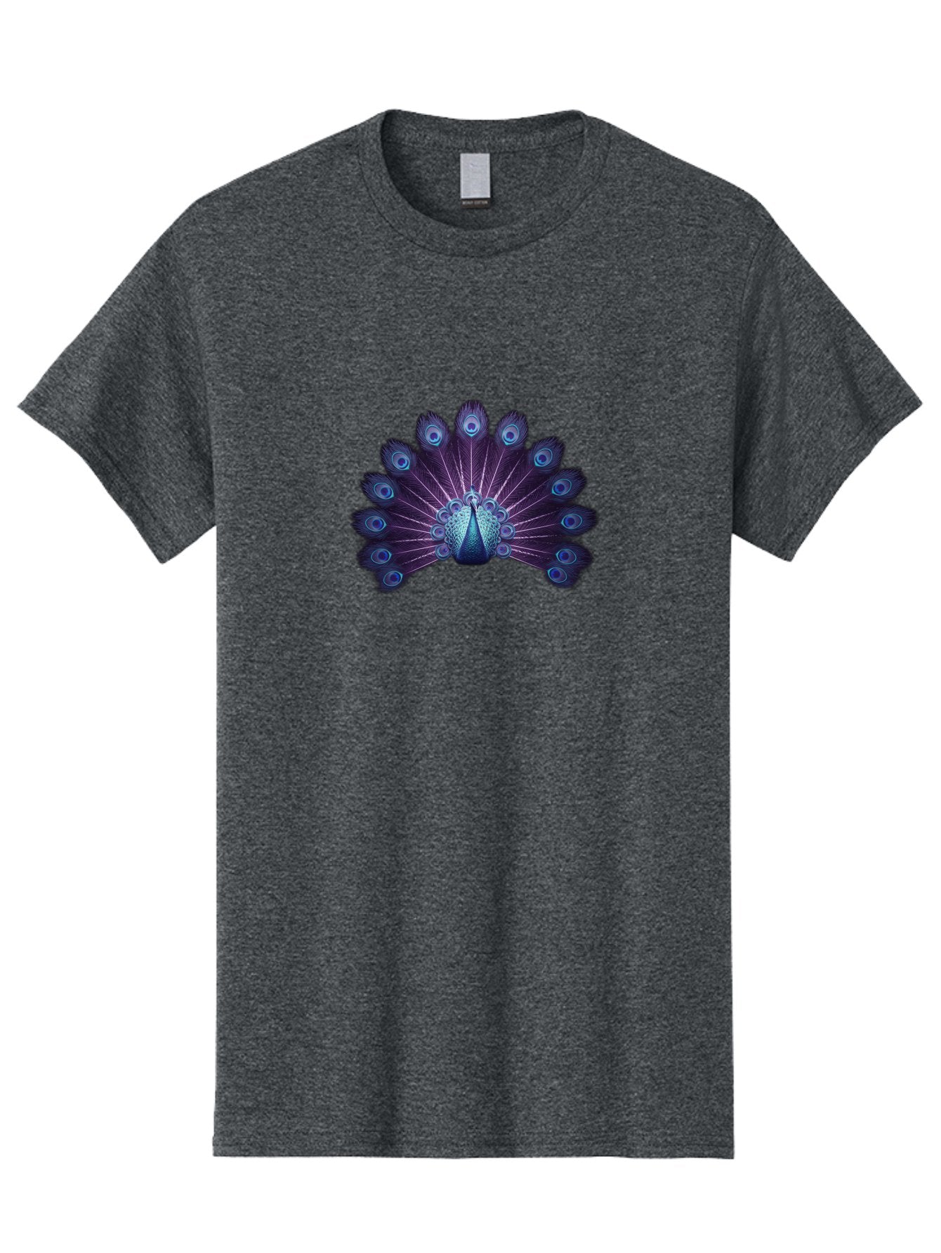 Peacock-Feather-5 Men'S Graphic Tee, 100% Cotton, Comfortable Casual Summer Wear, Machine Washable, Peacock, Tail Feathers, Vibrant Colors, Blue And Purple Hues, Eye-Catching Display, Natural Beauty, Majestic Plumage, Intricate Patterns, Bab113