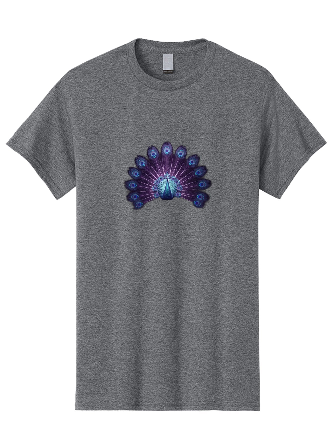 Peacock-Feather-5 Men'S Graphic Tee, 100% Cotton, Comfortable Casual Summer Wear, Machine Washable, Peacock, Tail Feathers, Vibrant Colors, Blue And Purple Hues, Eye-Catching Display, Natural Beauty, Majestic Plumage, Intricate Patterns, Bab113 5
