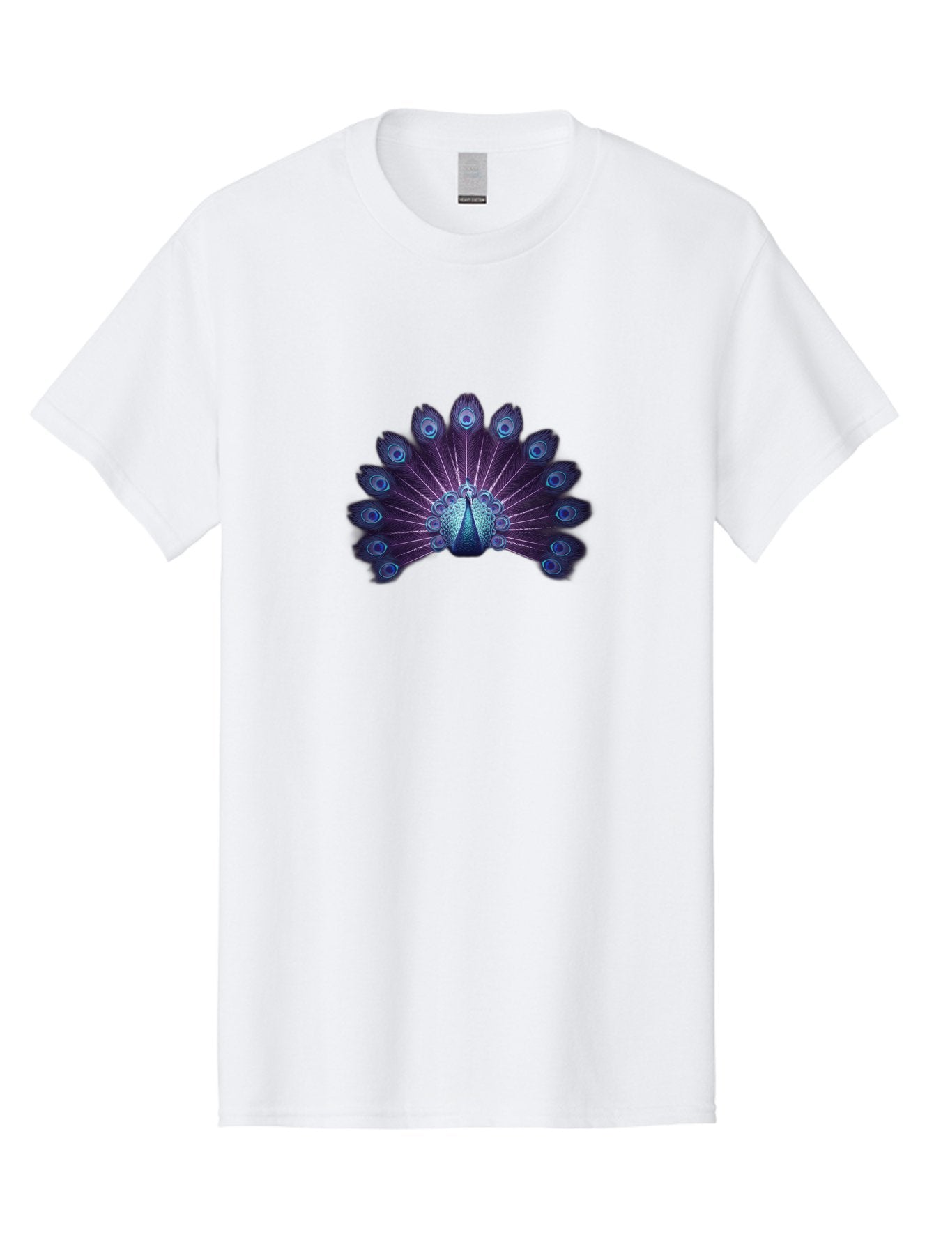 Peacock-Feather-5 Men'S Graphic Tee, 100% Cotton, Comfortable Casual Summer Wear, Machine Washable, Peacock, Tail Feathers, Vibrant Colors, Blue And Purple Hues, Eye-Catching Display, Natural Beauty, Majestic Plumage, Intricate Patterns, Bab113 3