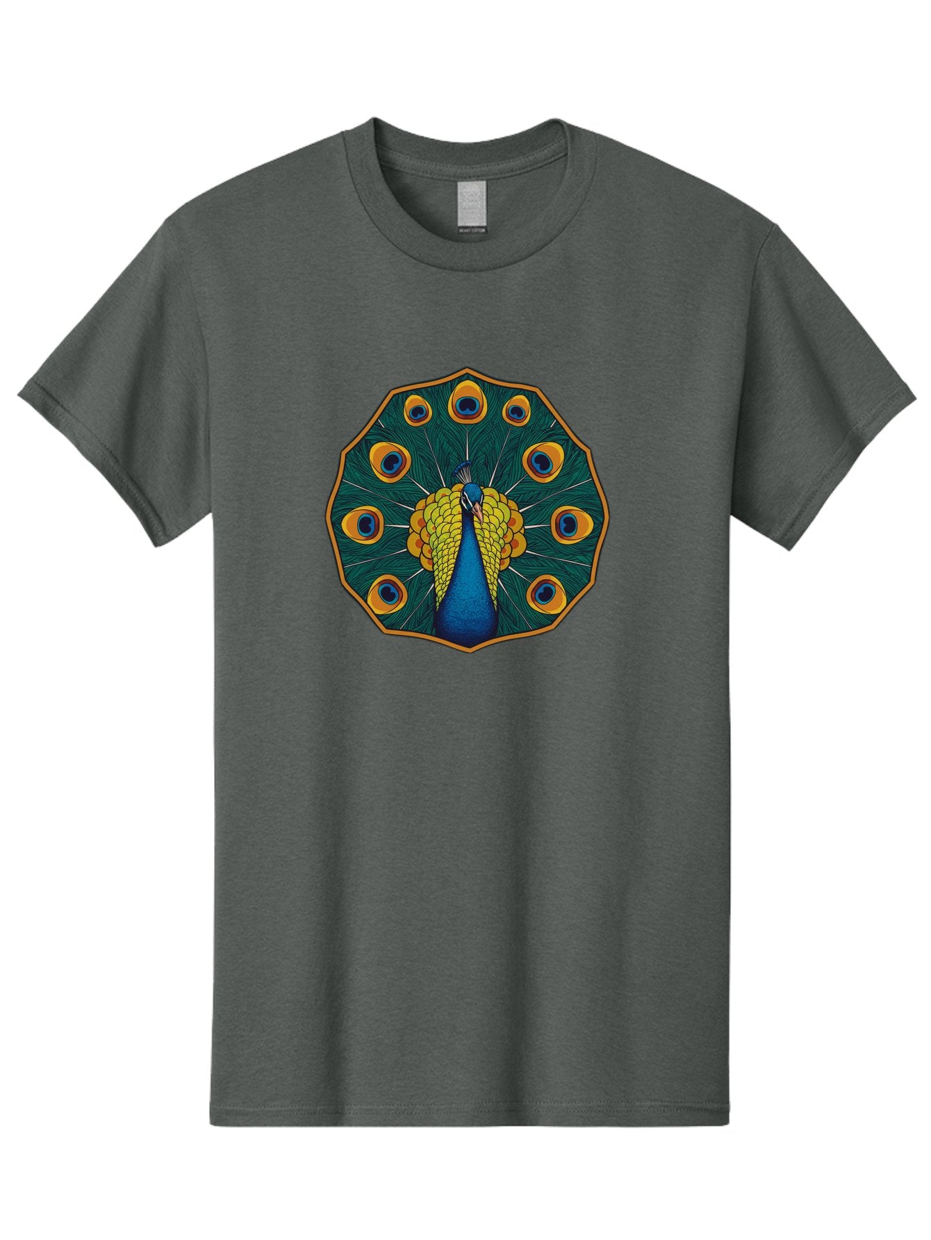 Peacock-Feather-6 Men'S Graphic Tee, 100% Cotton, Comfortable Casual Summer Wear, Machine Washable, Peacock Feather, Blue And Yellow Plumage, Vibrant Colors, Eye-Catching Pattern, Circular Design, Nature-Inspired Art, Bird Motif, Bab114 8