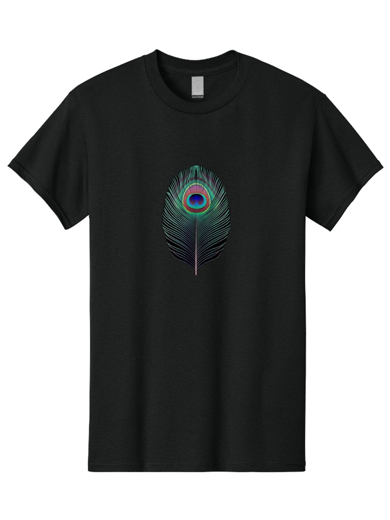 Peacock-Feather-7 Men'S Graphic Tee, 100% Cotton, Comfortable Casual Summer Wear, Machine Washable, Peacock Feather, Vibrant Colors, Blue, Red, And Turquoise Eye, Black And White Stripes, Majestic Plumage, Exotic Bird, Colorful Pattern, Bab115 8