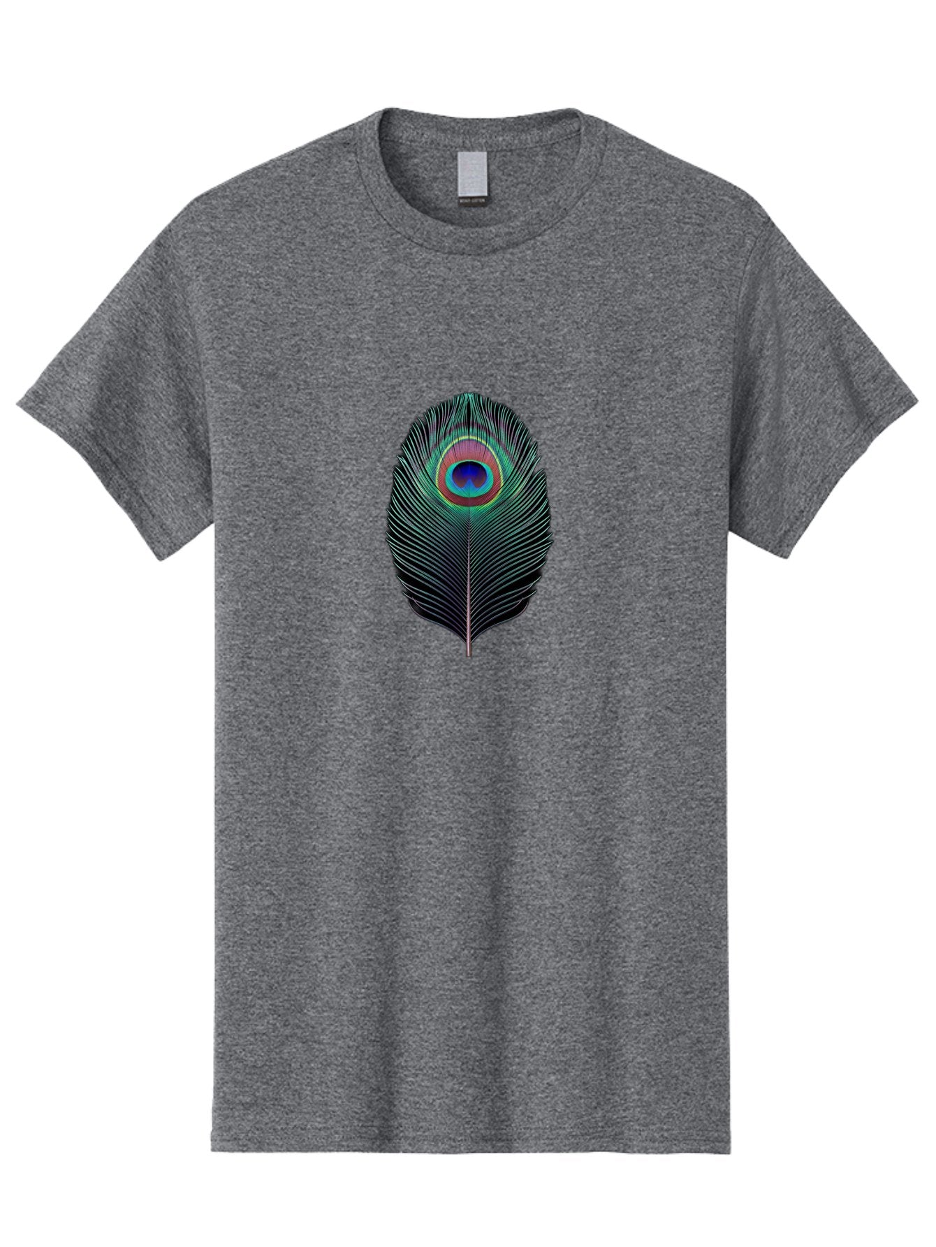 Peacock-Feather-7 Men'S Graphic Tee, 100% Cotton, Comfortable Casual Summer Wear, Machine Washable, Peacock Feather, Vibrant Colors, Blue, Red, And Turquoise Eye, Black And White Stripes, Majestic Plumage, Exotic Bird, Colorful Pattern, Bab115 4