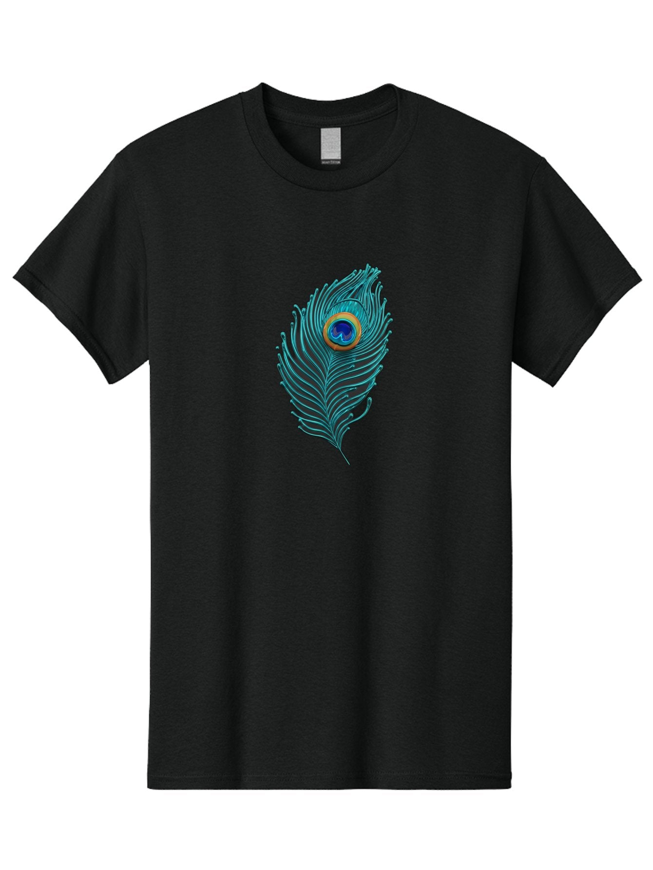 Peacock-Feather-8 Men'S Graphic Tee, 100% Cotton, Comfortable Casual Summer Wear, Machine Washable, Peacock Feather, Vibrant Colors, Teal, Blue, Orange, Elegant Design, Intricate Patterns, Luxurious Feel, Eye-Catching Detail, Stunning Visuals, Bab116 10