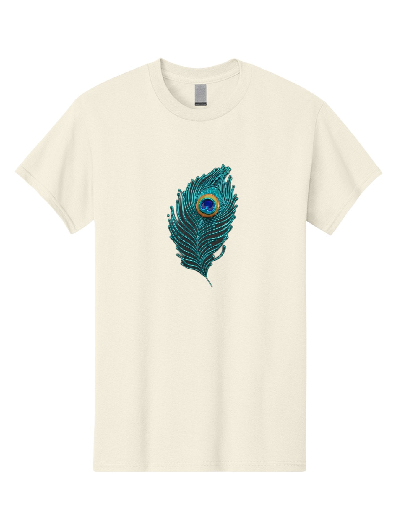 Peacock-Feather-8 Men'S Graphic Tee, 100% Cotton, Comfortable Casual Summer Wear, Machine Washable, Peacock Feather, Vibrant Colors, Teal, Blue, Orange, Elegant Design, Intricate Patterns, Luxurious Feel, Eye-Catching Detail, Stunning Visuals, Bab116 6