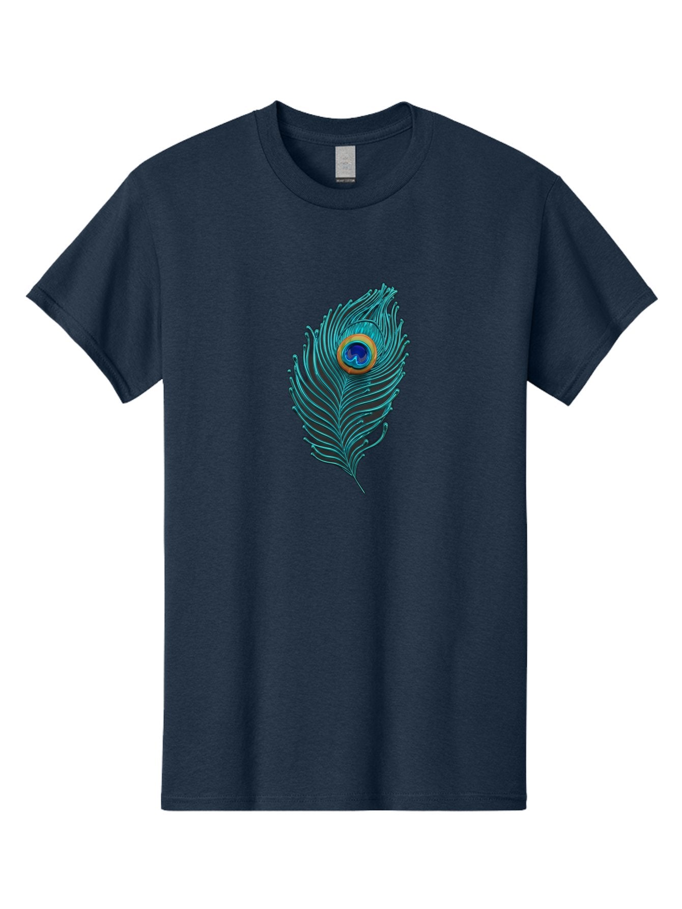Peacock-Feather-8 Men'S Graphic Tee, 100% Cotton, Comfortable Casual Summer Wear, Machine Washable, Peacock Feather, Vibrant Colors, Teal, Blue, Orange, Elegant Design, Intricate Patterns, Luxurious Feel, Eye-Catching Detail, Stunning Visuals, Bab116 3