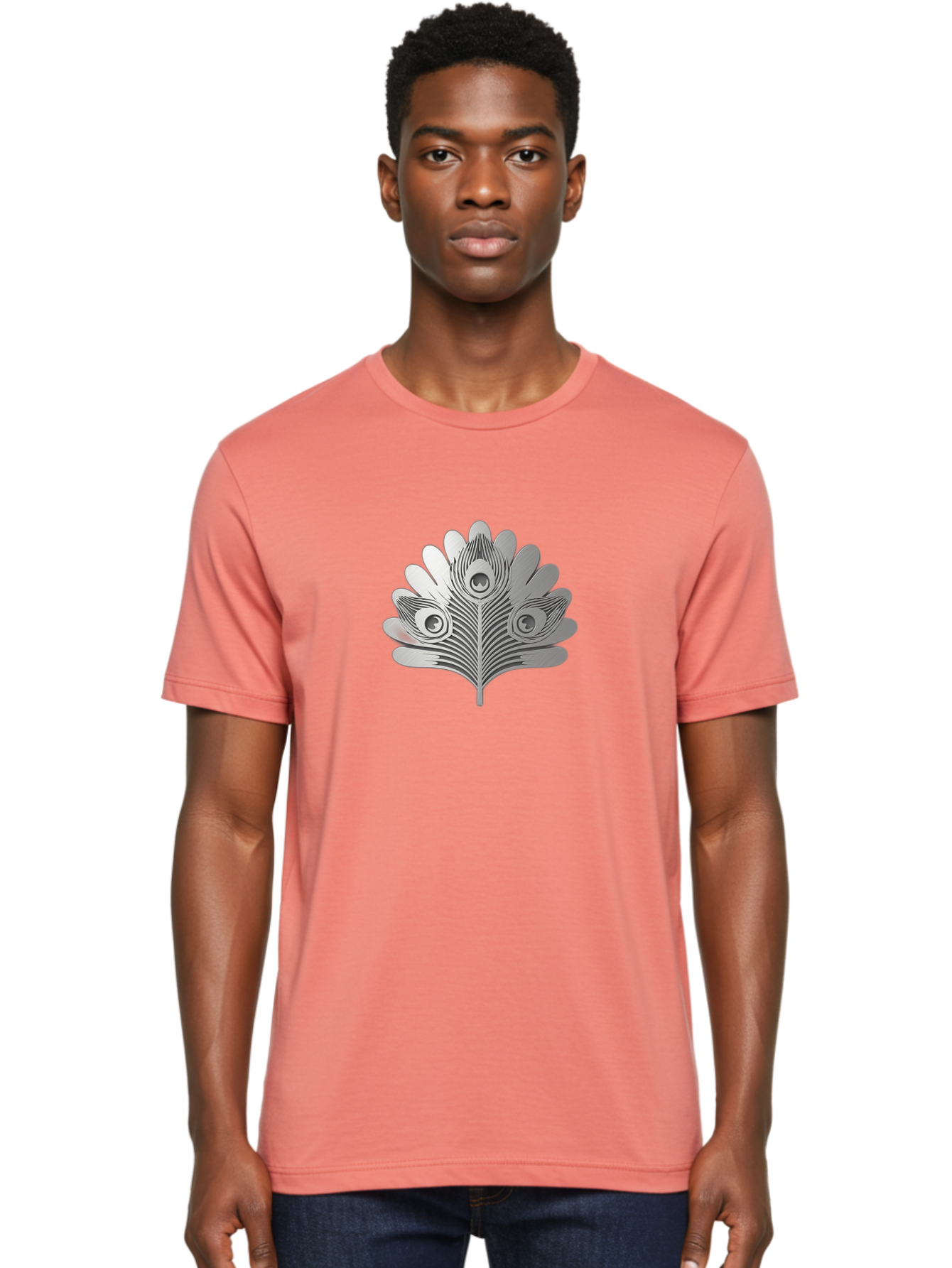 Peacock-Feather-9 Men'S Graphic Tee, 100% Cotton, Comfortable Casual Summer Wear, Machine Washable, Symbolic Design, Ornate Patterns, Feathered Motifs, Elegant Graphics, Detailed Artwork, Stylish Emblem, Luxury Icon, Decorative Elements Bab117