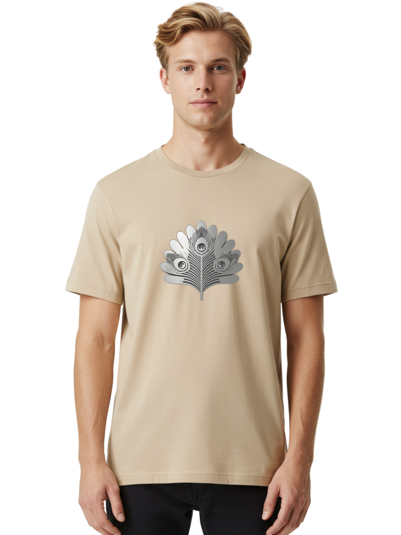 Peacock-Feather-9 Men'S Graphic Tee, 100% Cotton, Comfortable Casual Summer Wear, Machine Washable, Symbolic Design, Ornate Patterns, Feathered Motifs, Elegant Graphics, Detailed Artwork, Stylish Emblem, Luxury Icon, Decorative Elements Bab117 4