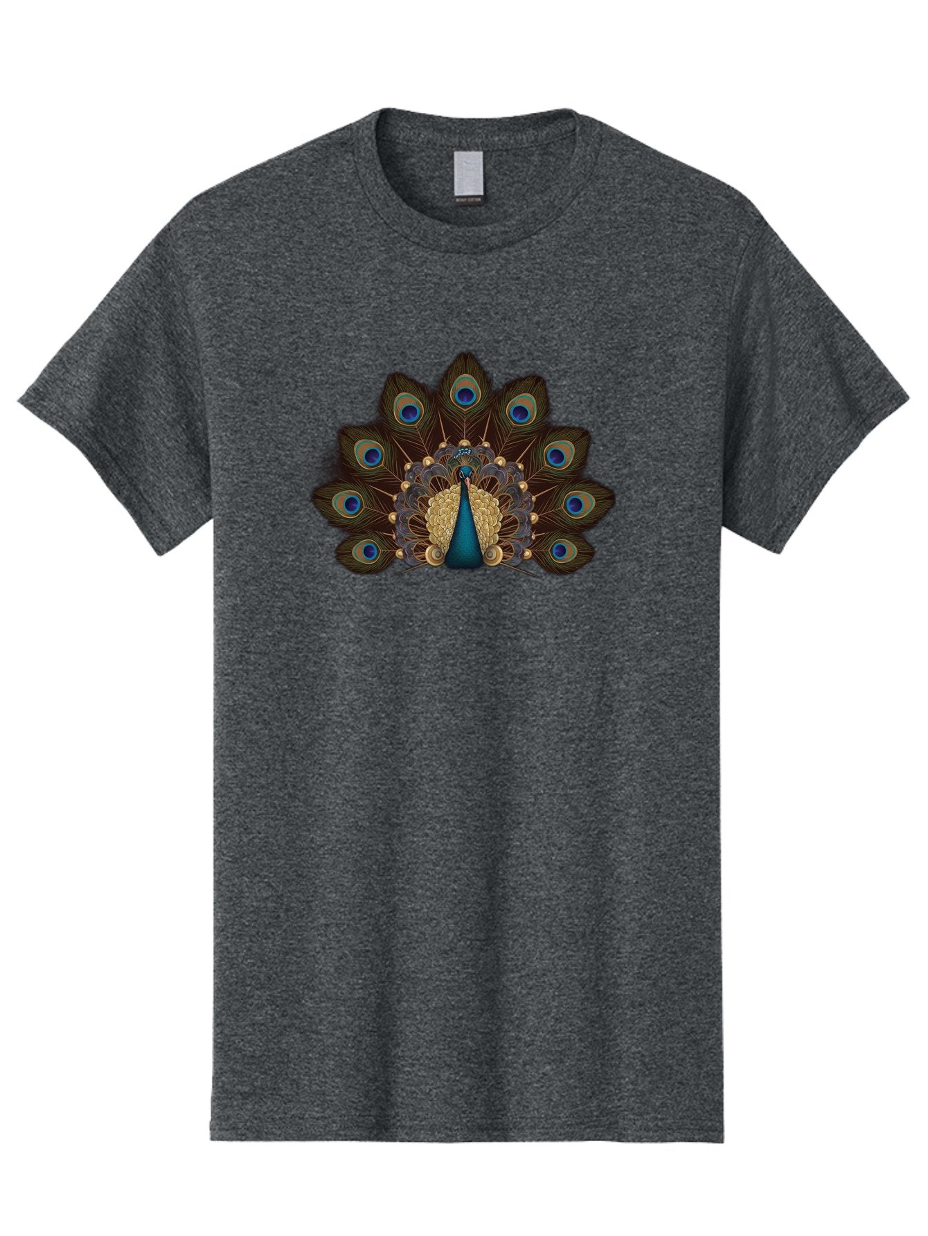 Peacock-Feather-Display Men'S Graphic Tee, 100% Cotton, Comfortable Casual Summer Wear, Machine Washable, Peacock, Bird, Feathers, Blue Eyes, Golden Plumage, Royal Bird, Majestic Creature, Intricate Details, Vibrant Colors, Exotic Beauty Bab118 5