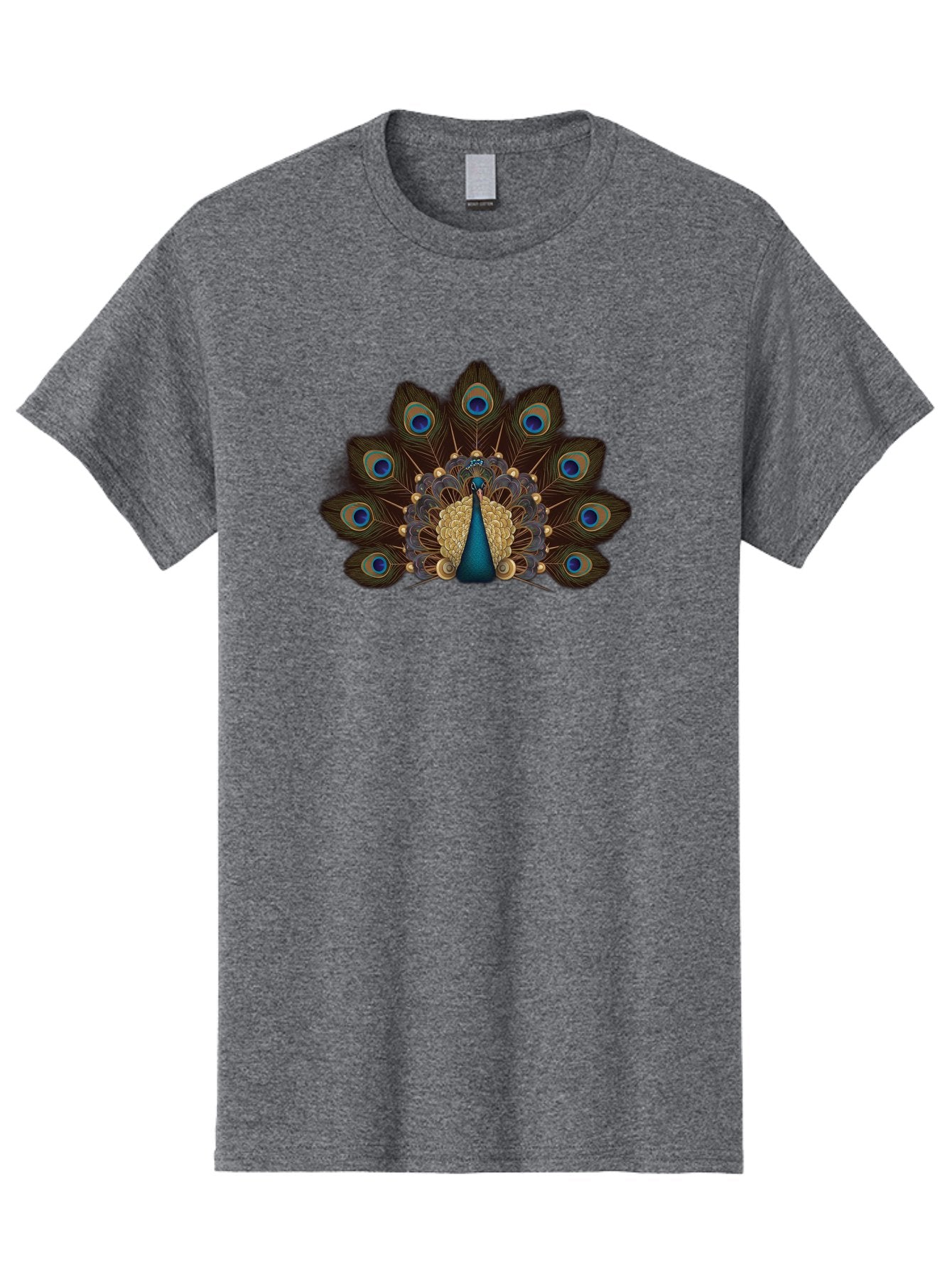 Peacock-Feather-Display Men'S Graphic Tee, 100% Cotton, Comfortable Casual Summer Wear, Machine Washable, Peacock, Bird, Feathers, Blue Eyes, Golden Plumage, Royal Bird, Majestic Creature, Intricate Details, Vibrant Colors, Exotic Beauty Bab118 14