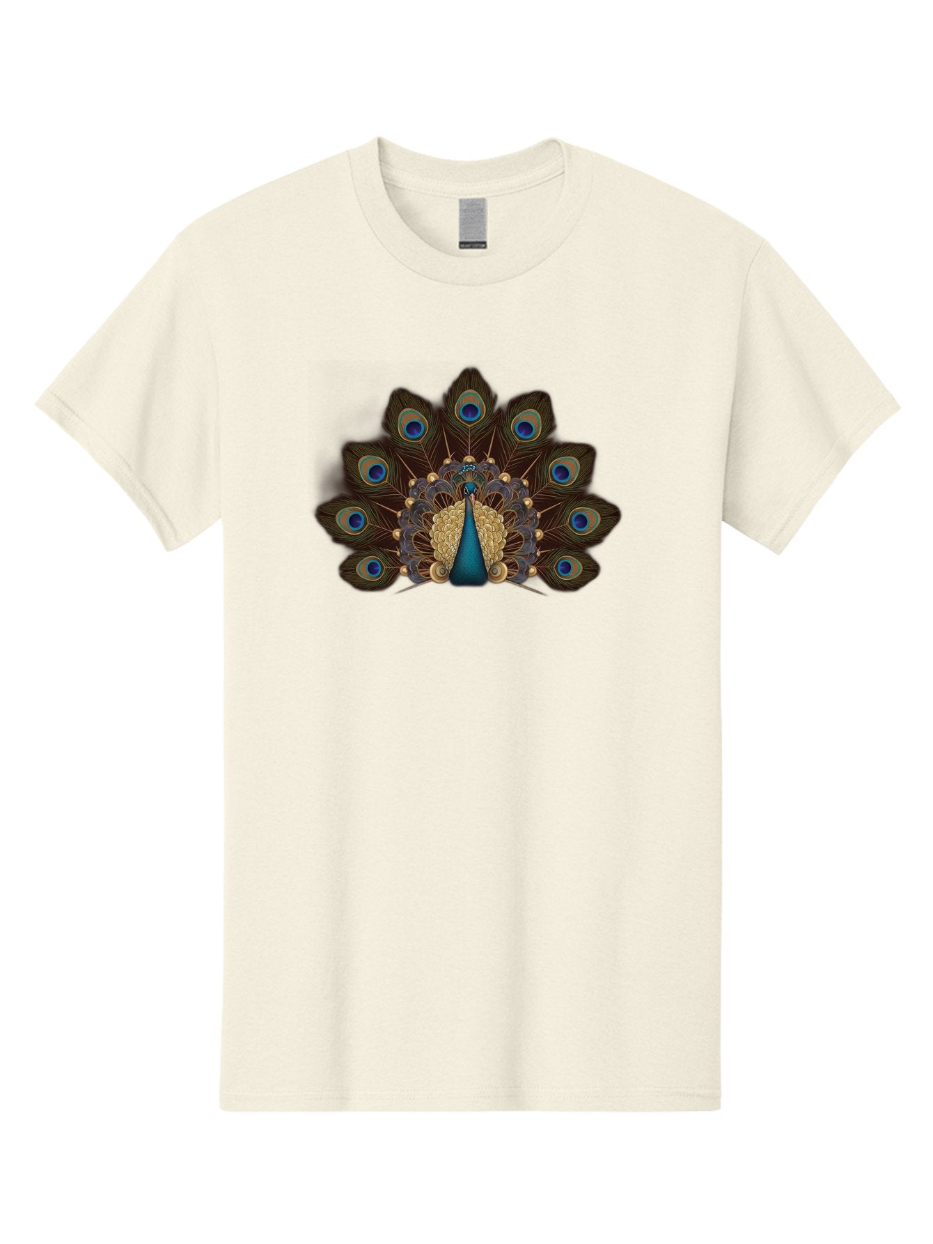 Peacock-Feather-Display Men'S Graphic Tee, 100% Cotton, Comfortable Casual Summer Wear, Machine Washable, Peacock, Bird, Feathers, Blue Eyes, Golden Plumage, Royal Bird, Majestic Creature, Intricate Details, Vibrant Colors, Exotic Beauty Bab118 6