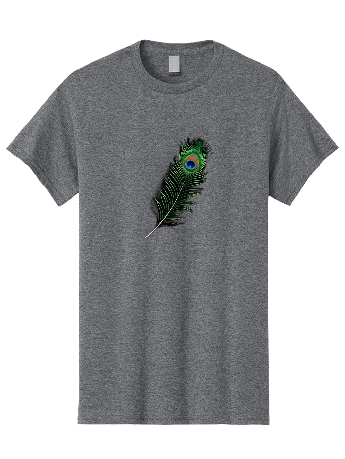 Peacock-Feather Men'S Graphic Tee, 100% Cotton, Comfortable Casual Summer Wear, Machine Washable, Peacock Feather, Bird Feather, Colorful Plumage, Vibrant Colors, Intricate Patterns, Natural Beauty, Symbolic Meaning, Ornamental Decoration, Bab119 5