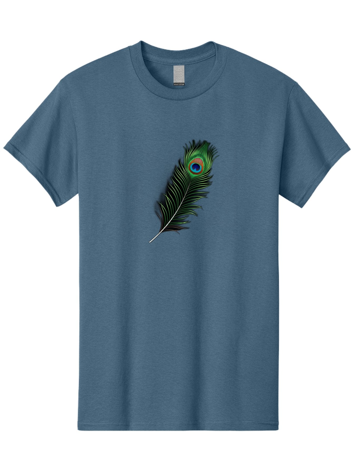Peacock-Feather Men'S Graphic Tee, 100% Cotton, Comfortable Casual Summer Wear, Machine Washable, Peacock Feather, Bird Feather, Colorful Plumage, Vibrant Colors, Intricate Patterns, Natural Beauty, Symbolic Meaning, Ornamental Decoration, Bab119 8
