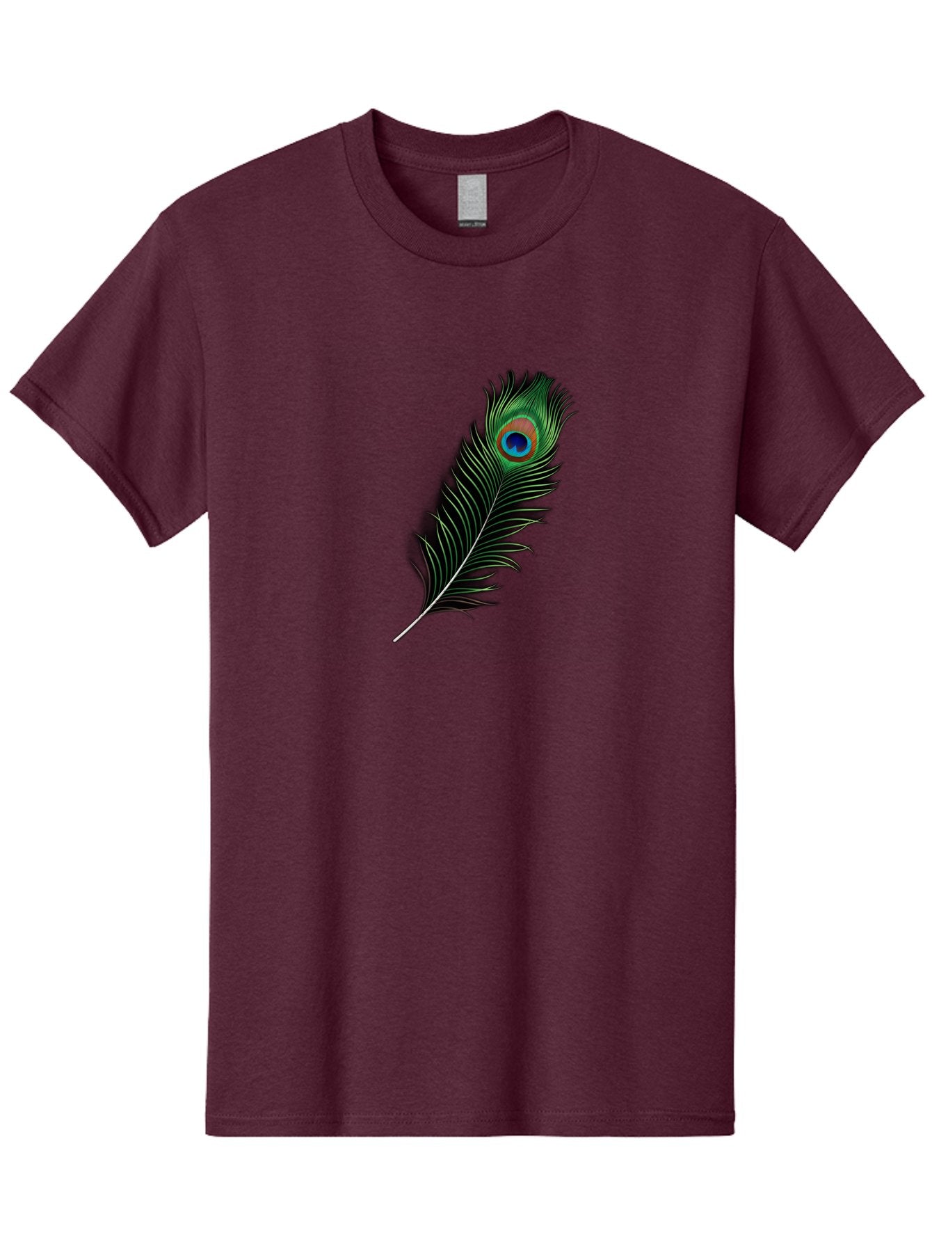 Peacock-Feather Men'S Graphic Tee, 100% Cotton, Comfortable Casual Summer Wear, Machine Washable, Peacock Feather, Bird Feather, Colorful Plumage, Vibrant Colors, Intricate Patterns, Natural Beauty, Symbolic Meaning, Ornamental Decoration, Bab119 3