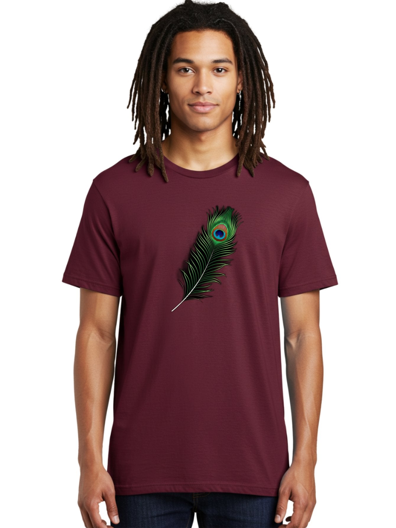 Peacock-Feather Men'S Graphic Tee, 100% Cotton, Comfortable Casual Summer Wear, Machine Washable, Peacock Feather, Bird Feather, Colorful Plumage, Vibrant Colors, Intricate Patterns, Natural Beauty, Symbolic Meaning, Ornamental Decoration, Bab119 22