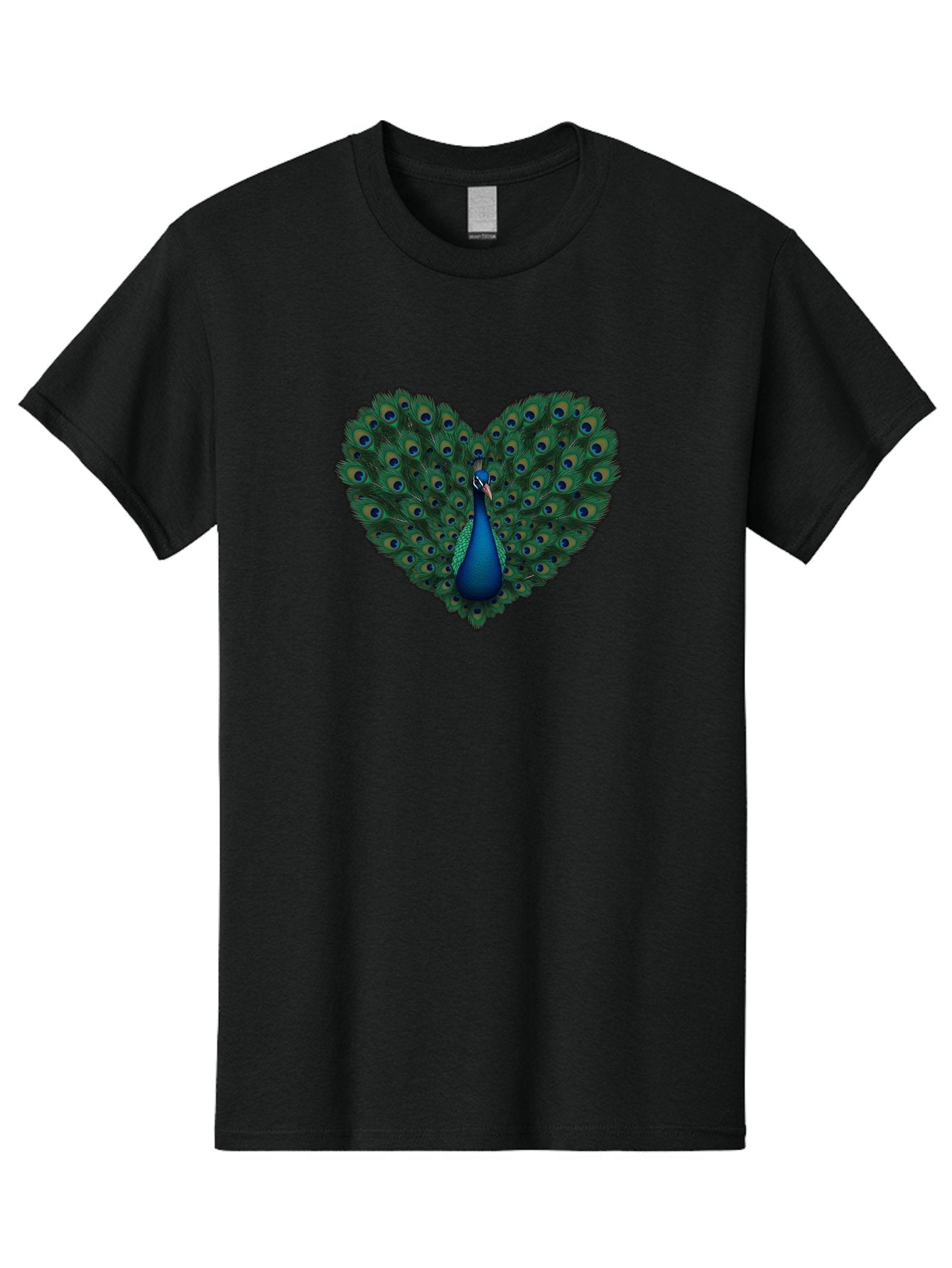 Peacock-Heart Men'S Graphic Tee, 100% Cotton, Comfortable Casual Summer Wear, Machine Washable, Peacock Spreading Its Feathers, Heart Shape, Vibrant Colors, Blue And Green Plumage, Eye-Catching Display, Majestic Bird, Symbolic Representation, Bab127 6