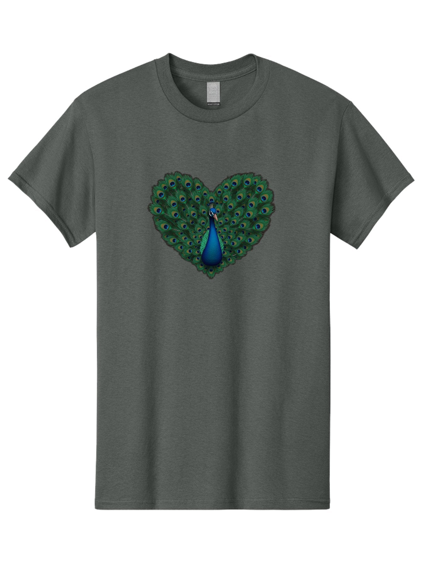 Peacock-Heart Men'S Graphic Tee, 100% Cotton, Comfortable Casual Summer Wear, Machine Washable, Peacock Spreading Its Feathers, Heart Shape, Vibrant Colors, Blue And Green Plumage, Eye-Catching Display, Majestic Bird, Symbolic Representation, Bab127 12