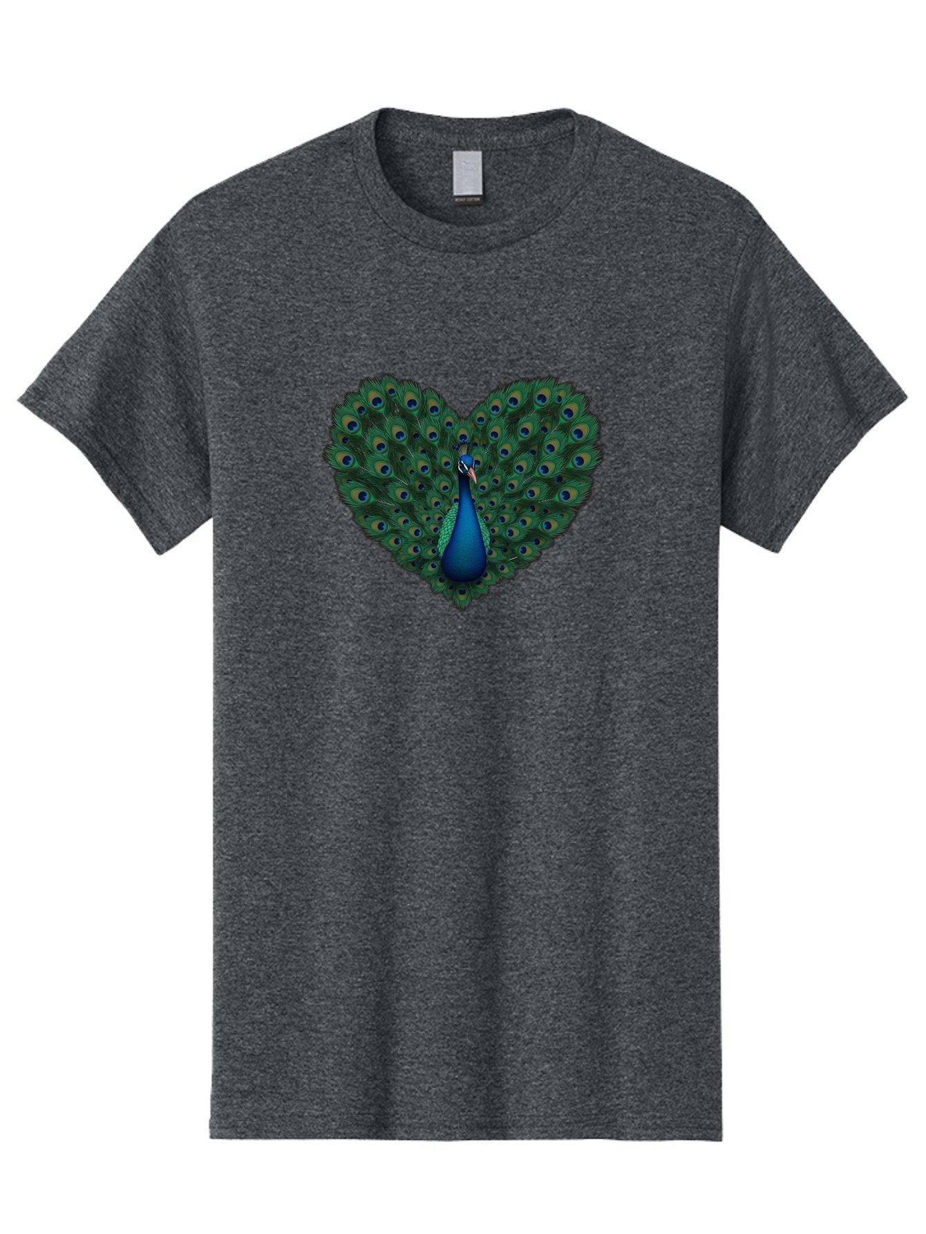 Peacock-Heart Men'S Graphic Tee, 100% Cotton, Comfortable Casual Summer Wear, Machine Washable, Peacock Spreading Its Feathers, Heart Shape, Vibrant Colors, Blue And Green Plumage, Eye-Catching Display, Majestic Bird, Symbolic Representation, Bab127 13