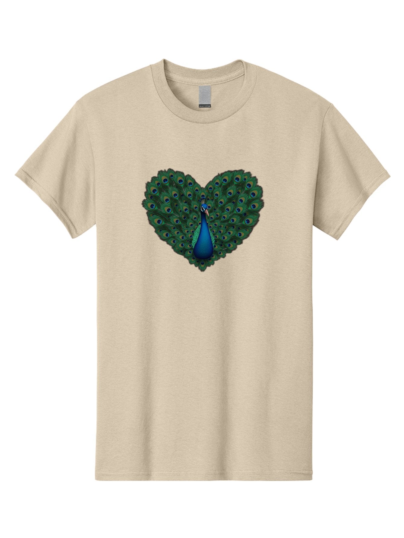 Peacock-Heart Men'S Graphic Tee, 100% Cotton, Comfortable Casual Summer Wear, Machine Washable, Peacock Spreading Its Feathers, Heart Shape, Vibrant Colors, Blue And Green Plumage, Eye-Catching Display, Majestic Bird, Symbolic Representation, Bab127 11
