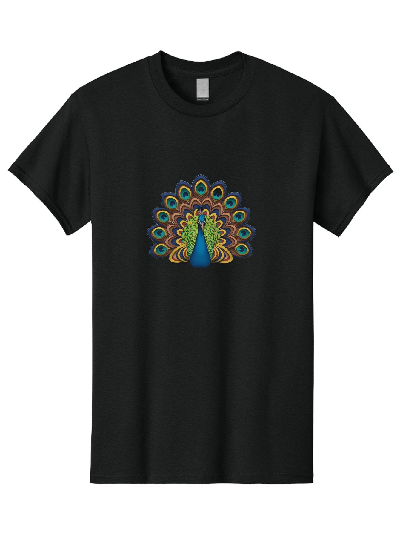 Peacock-Illustration Men'S Graphic Tee, 100% Cotton, Comfortable Casual Summer Wear, Machine Washable, Peacock With Vibrant Plumage, Colorful Feathers, Blue And Green Hues, Eye-Catching Patterns, Majestic Bird, Exotic Beauty, Ornate Tail, Bab128 6