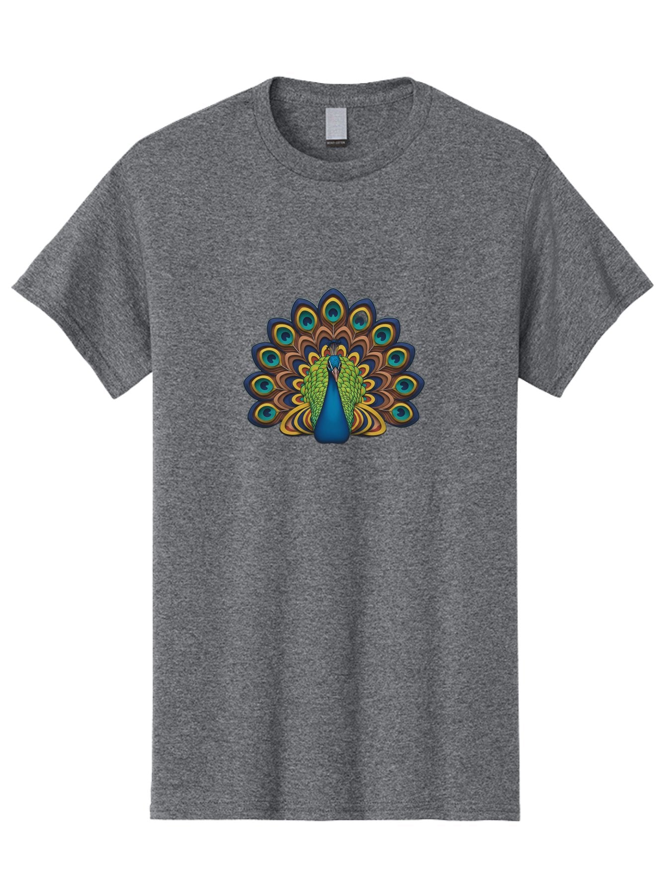 Peacock-Illustration Men'S Graphic Tee, 100% Cotton, Comfortable Casual Summer Wear, Machine Washable, Peacock With Vibrant Plumage, Colorful Feathers, Blue And Green Hues, Eye-Catching Patterns, Majestic Bird, Exotic Beauty, Ornate Tail, Bab128 11