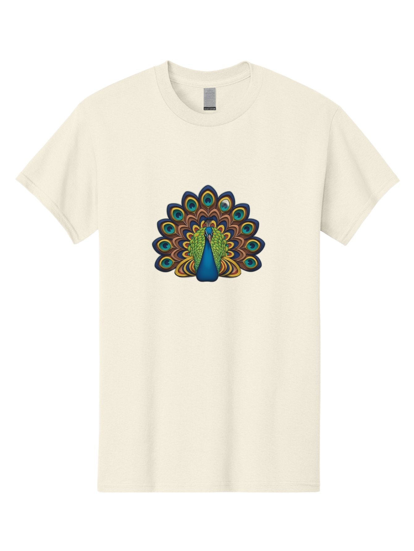 Peacock-Illustration Men'S Graphic Tee, 100% Cotton, Comfortable Casual Summer Wear, Machine Washable, Peacock With Vibrant Plumage, Colorful Feathers, Blue And Green Hues, Eye-Catching Patterns, Majestic Bird, Exotic Beauty, Ornate Tail, Bab128 12