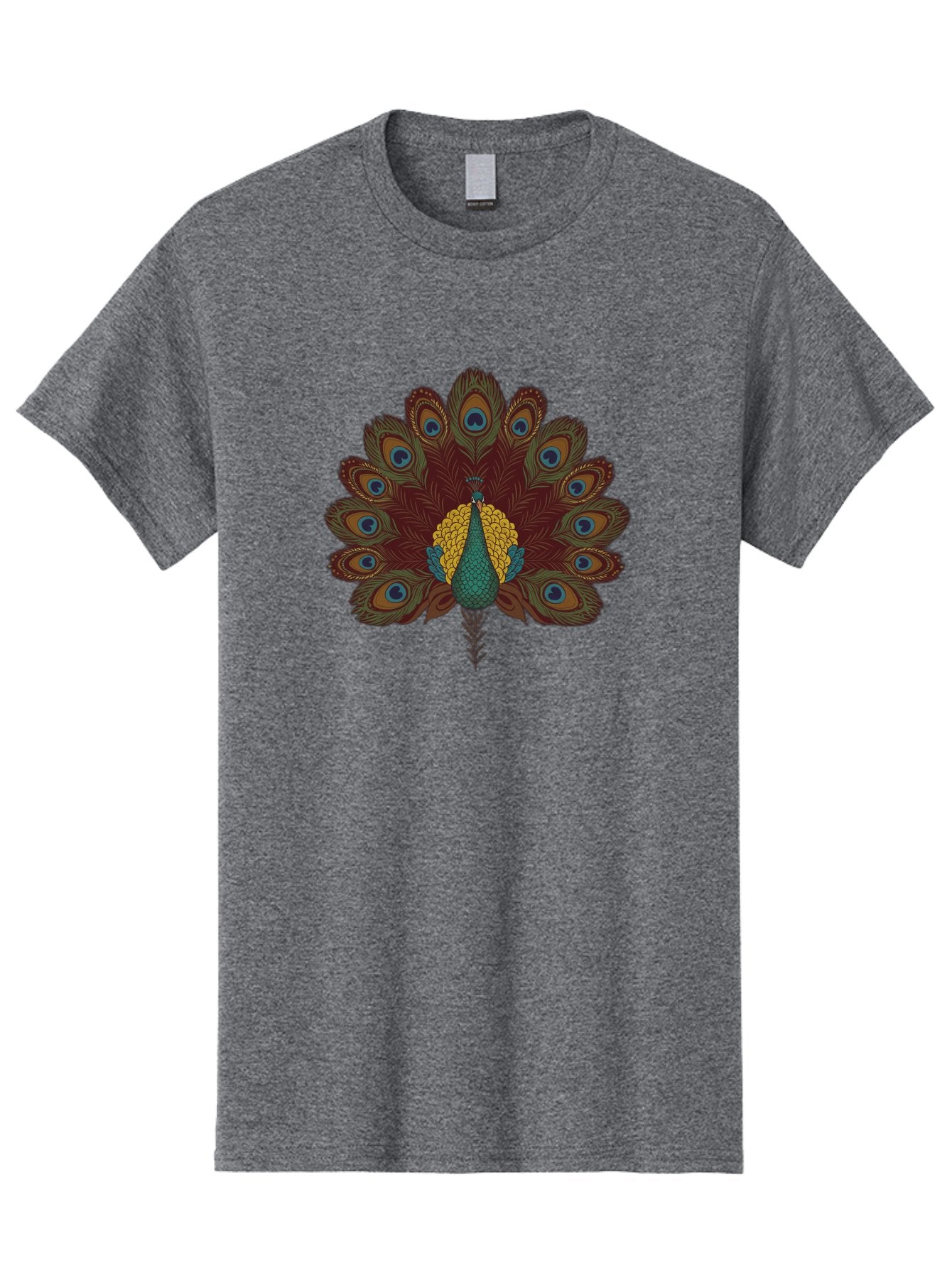 Peacock-Spreading-Tail-Feathers Men'S Graphic Tee, 100% Cotton, Comfortable Casual Summer Wear, Machine Washable, Peacock, Vibrant Plumage, Intricate Details, Mesmerizing Patterns, Ornate Feathers, Regal Bird, Stunning Display, Bab129 15