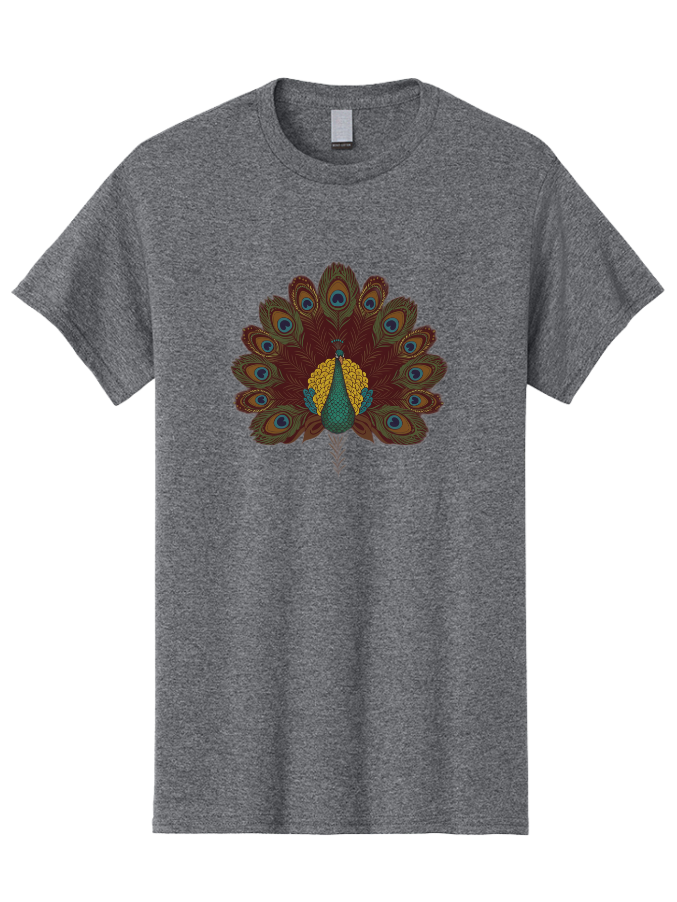 Peacock-Spreading-Tail-Feathers Men'S Graphic Tee, 100% Cotton, Comfortable Casual Summer Wear, Machine Washable, Peacock, Vibrant Plumage, Intricate Details, Mesmerizing Patterns, Ornate Feathers, Regal Bird, Stunning Display, Bab129 11