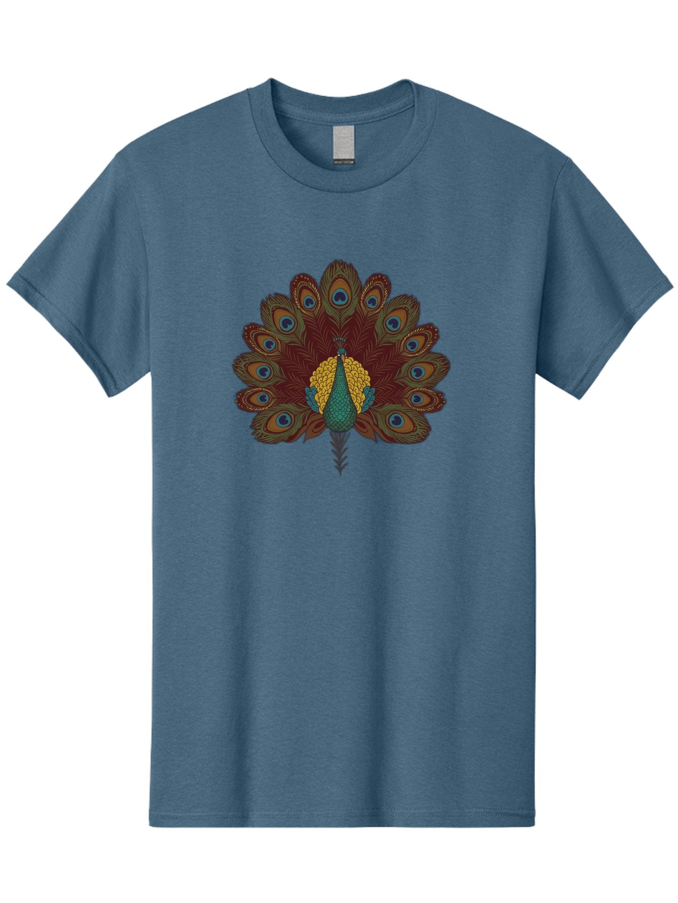 Peacock-Spreading-Tail-Feathers Men'S Graphic Tee, 100% Cotton, Comfortable Casual Summer Wear, Machine Washable, Peacock, Vibrant Plumage, Intricate Details, Mesmerizing Patterns, Ornate Feathers, Regal Bird, Stunning Display, Bab129 8