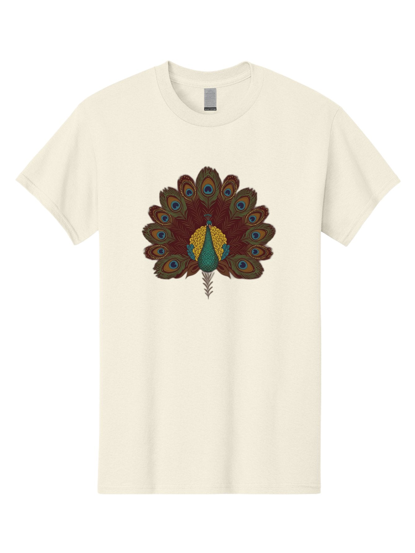 Peacock-Spreading-Tail-Feathers Men'S Graphic Tee, 100% Cotton, Comfortable Casual Summer Wear, Machine Washable, Peacock, Vibrant Plumage, Intricate Details, Mesmerizing Patterns, Ornate Feathers, Regal Bird, Stunning Display, Bab129 3